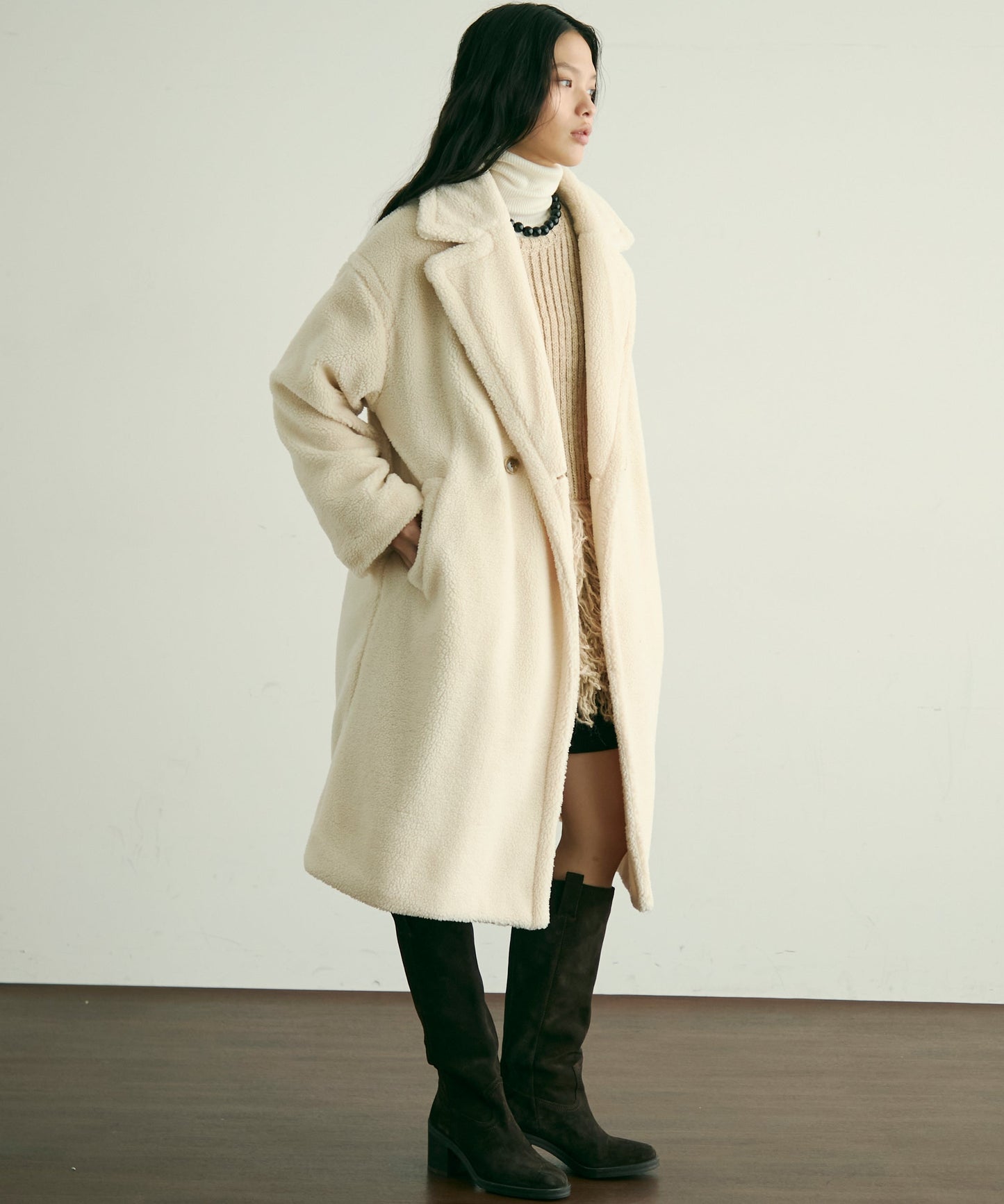 ボアダブルロングコート