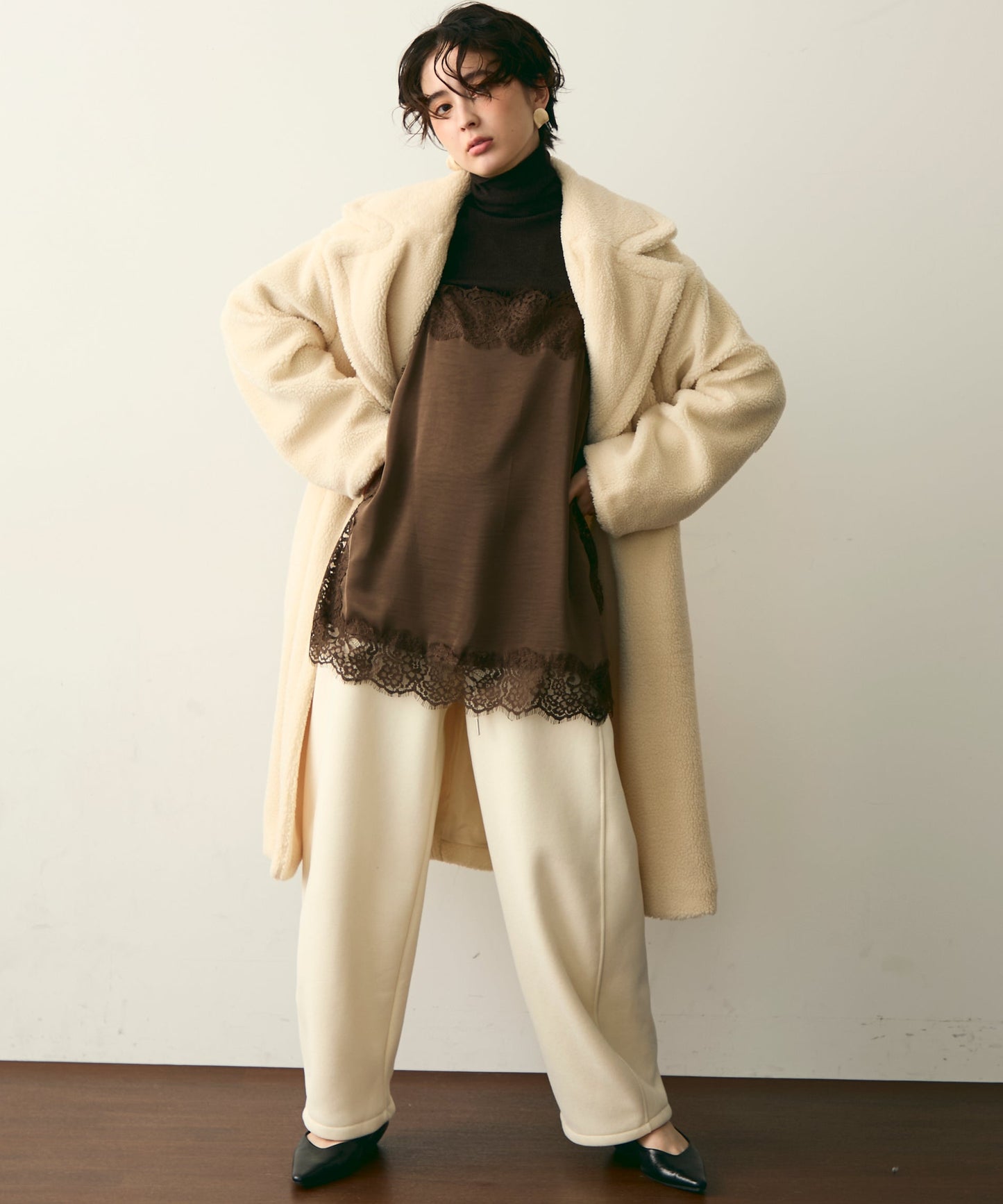 ボアダブルロングコート