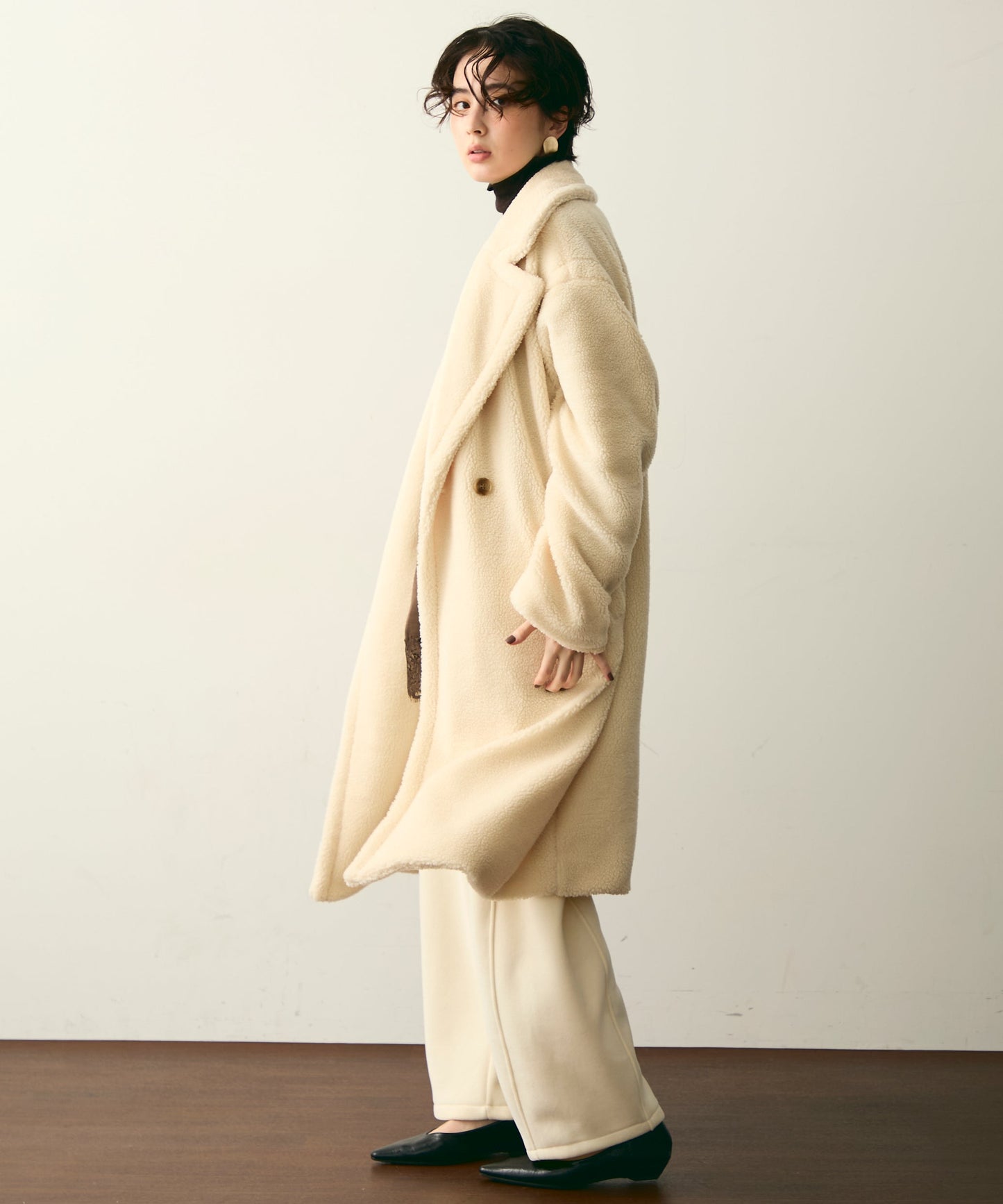 ボアダブルロングコート