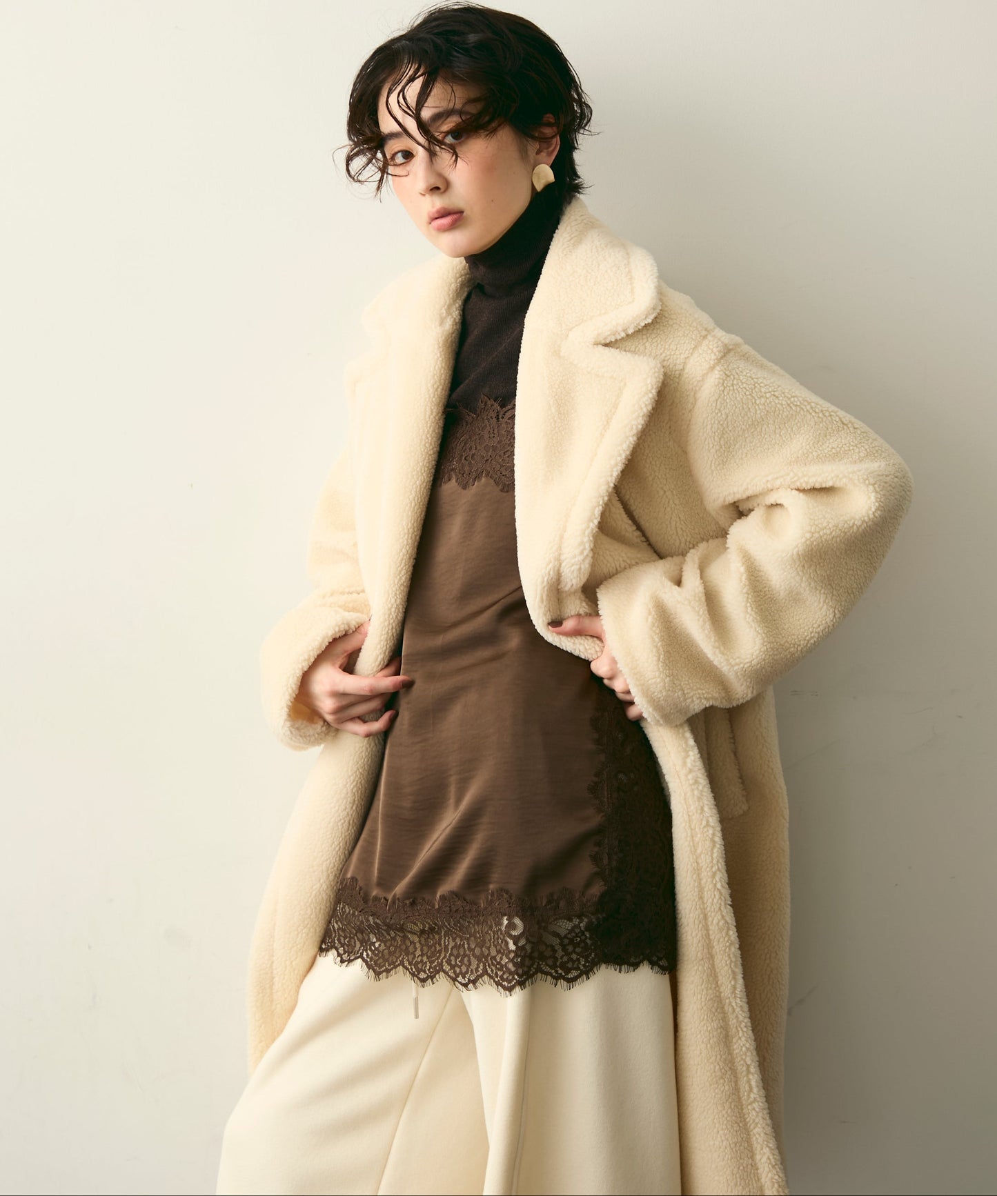 ボアダブルロングコート