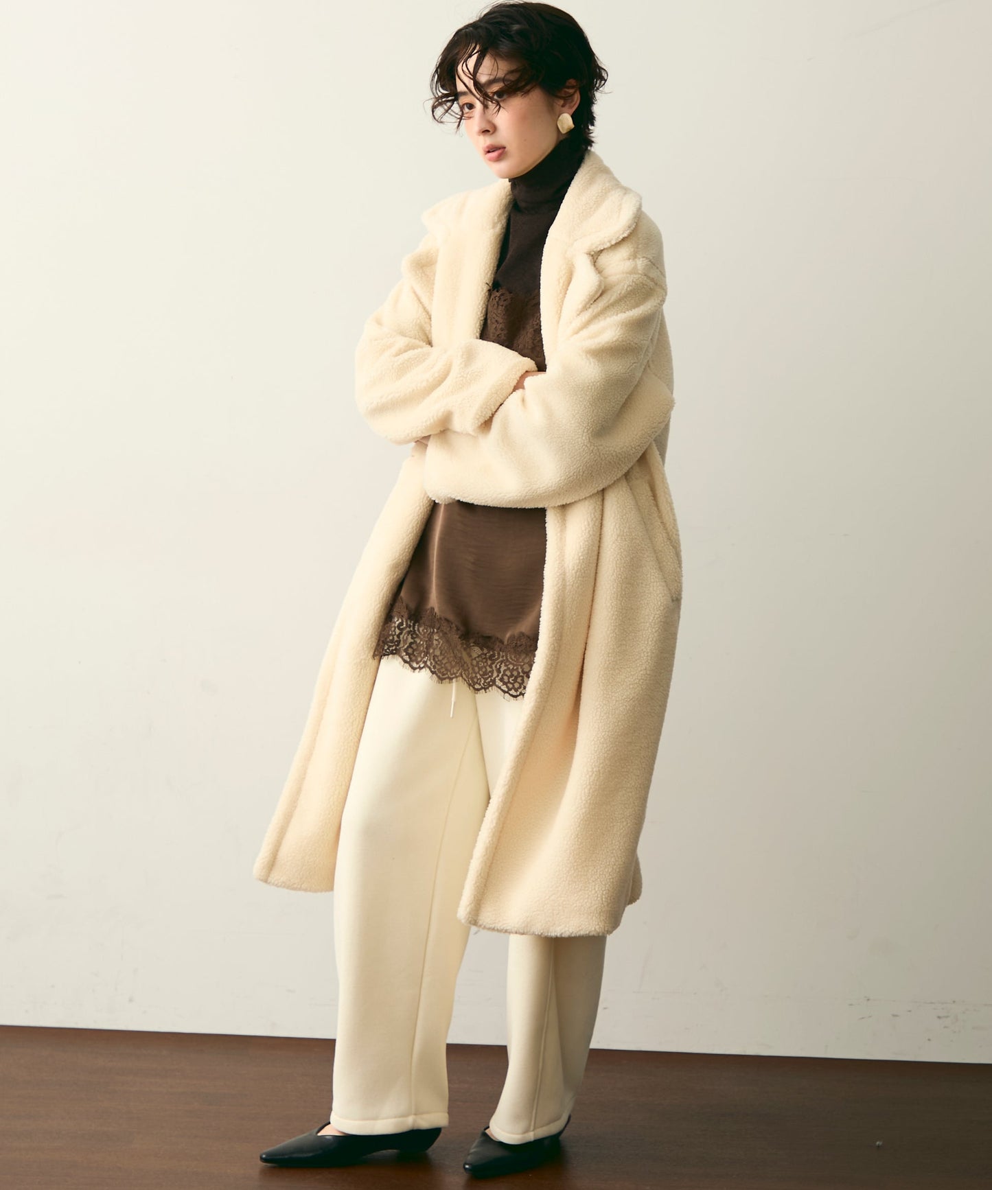 ボアダブルロングコート