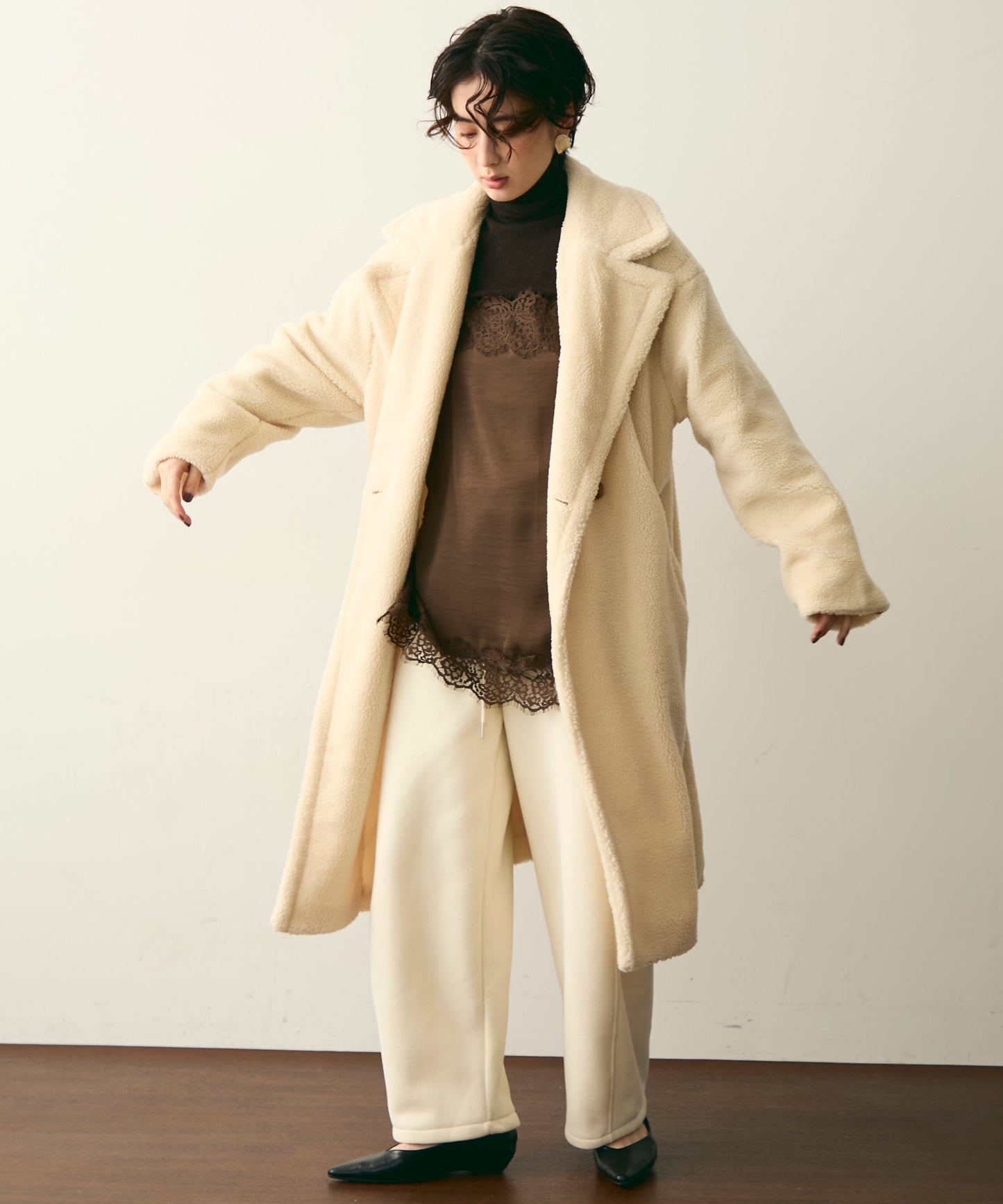 ボアダブルロングコート