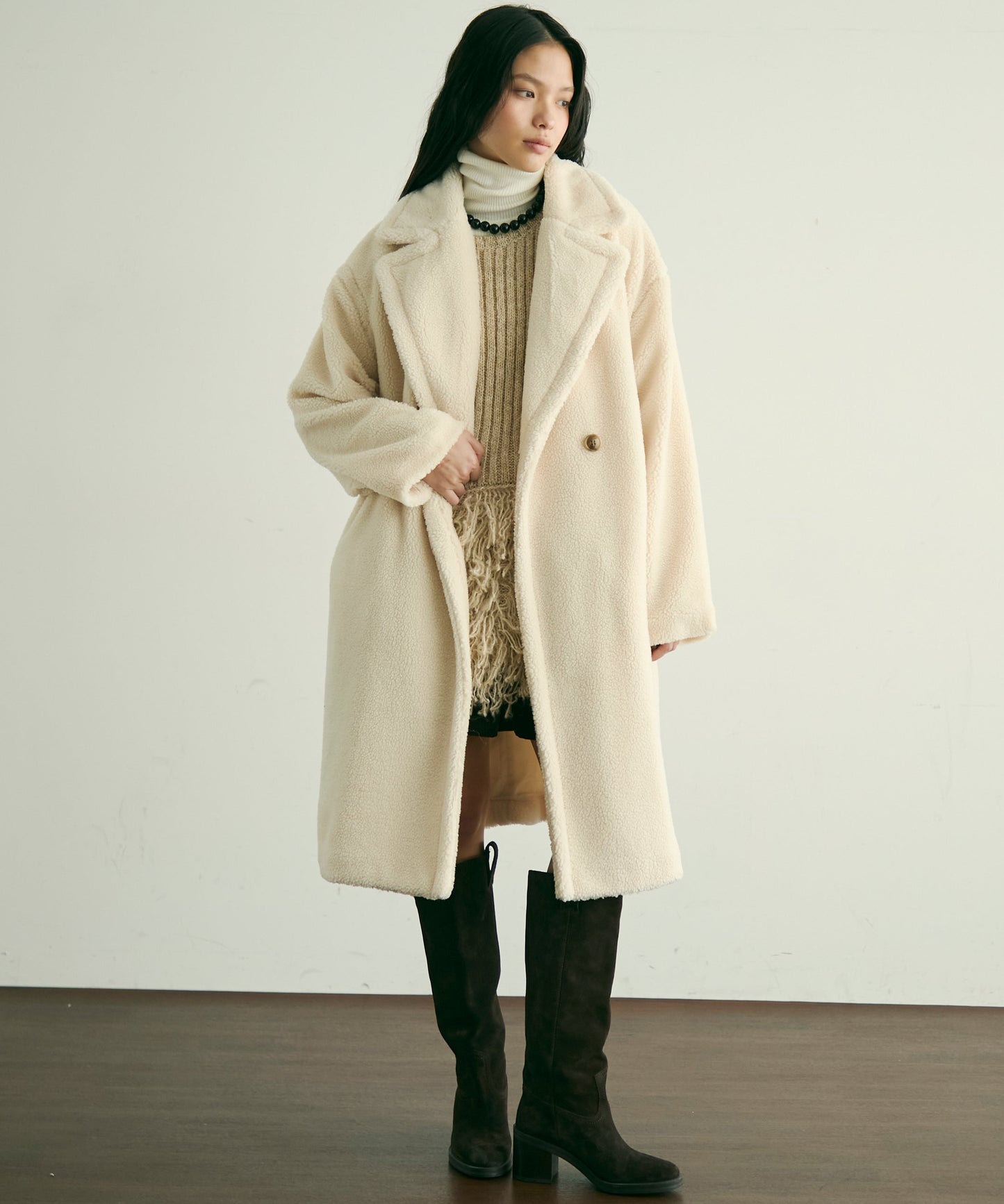 ボアダブルロングコート