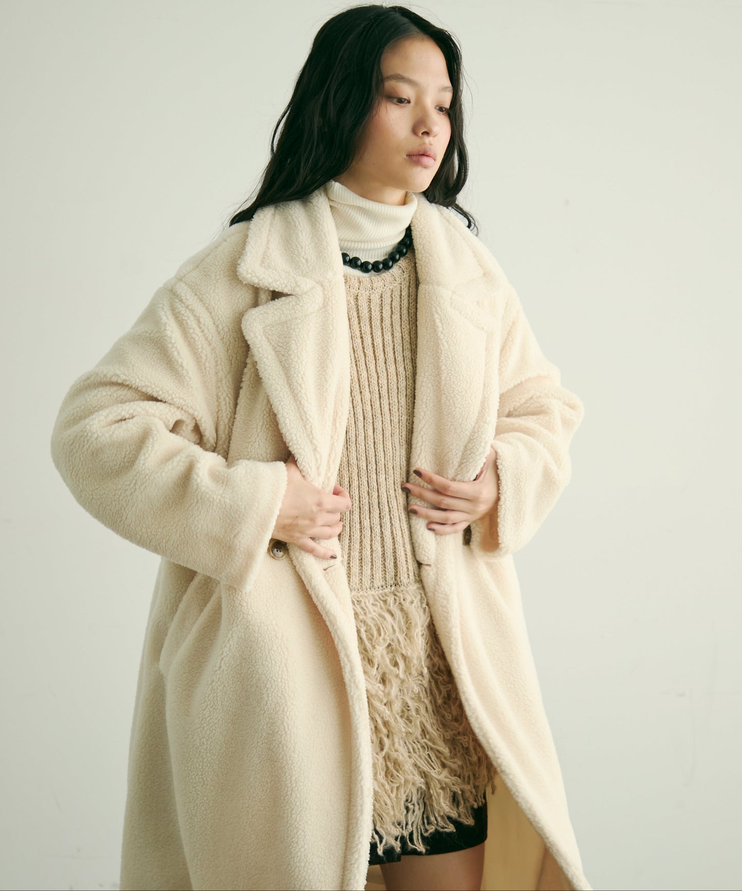 ボアダブルロングコート