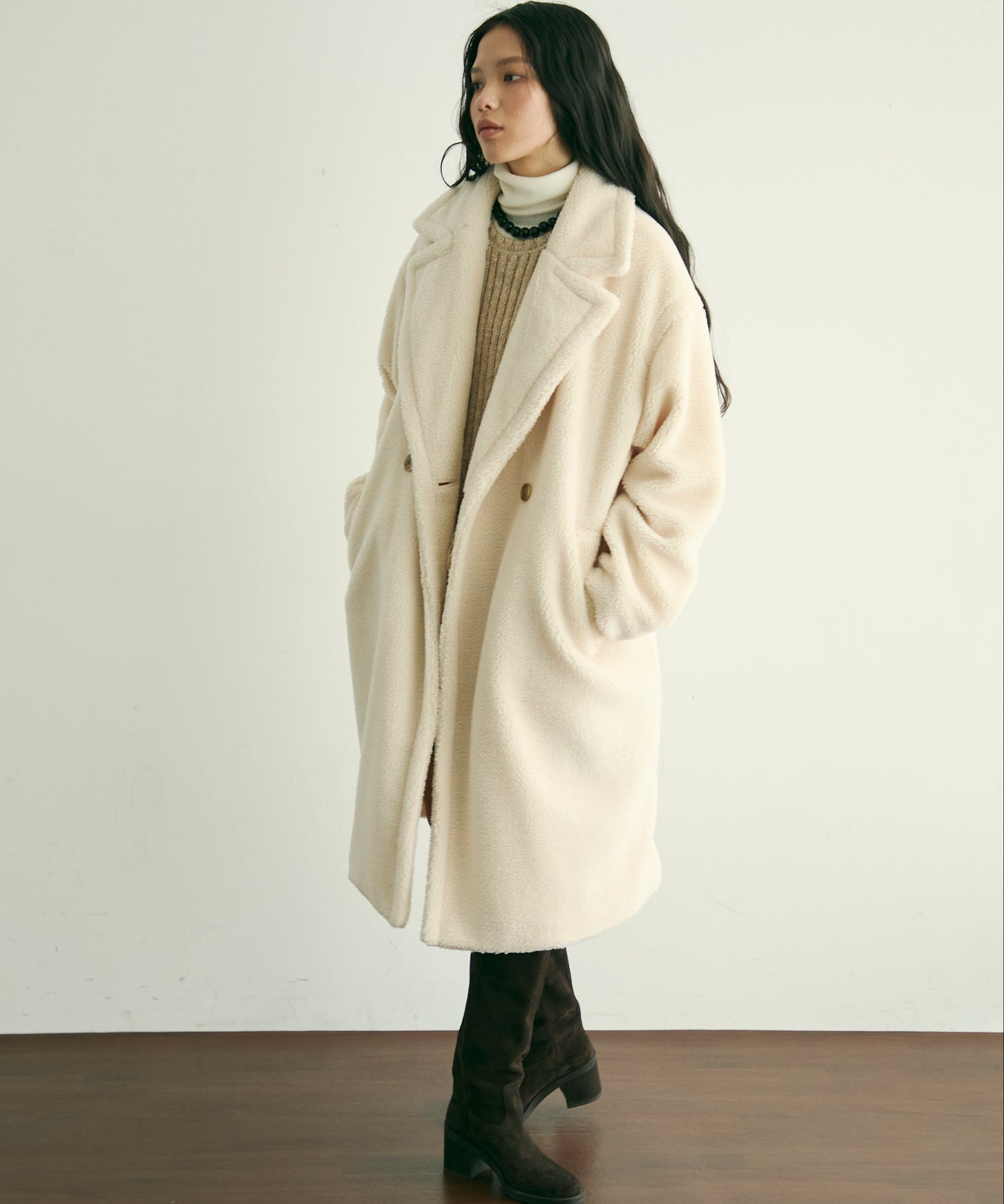 ボアダブルロングコート