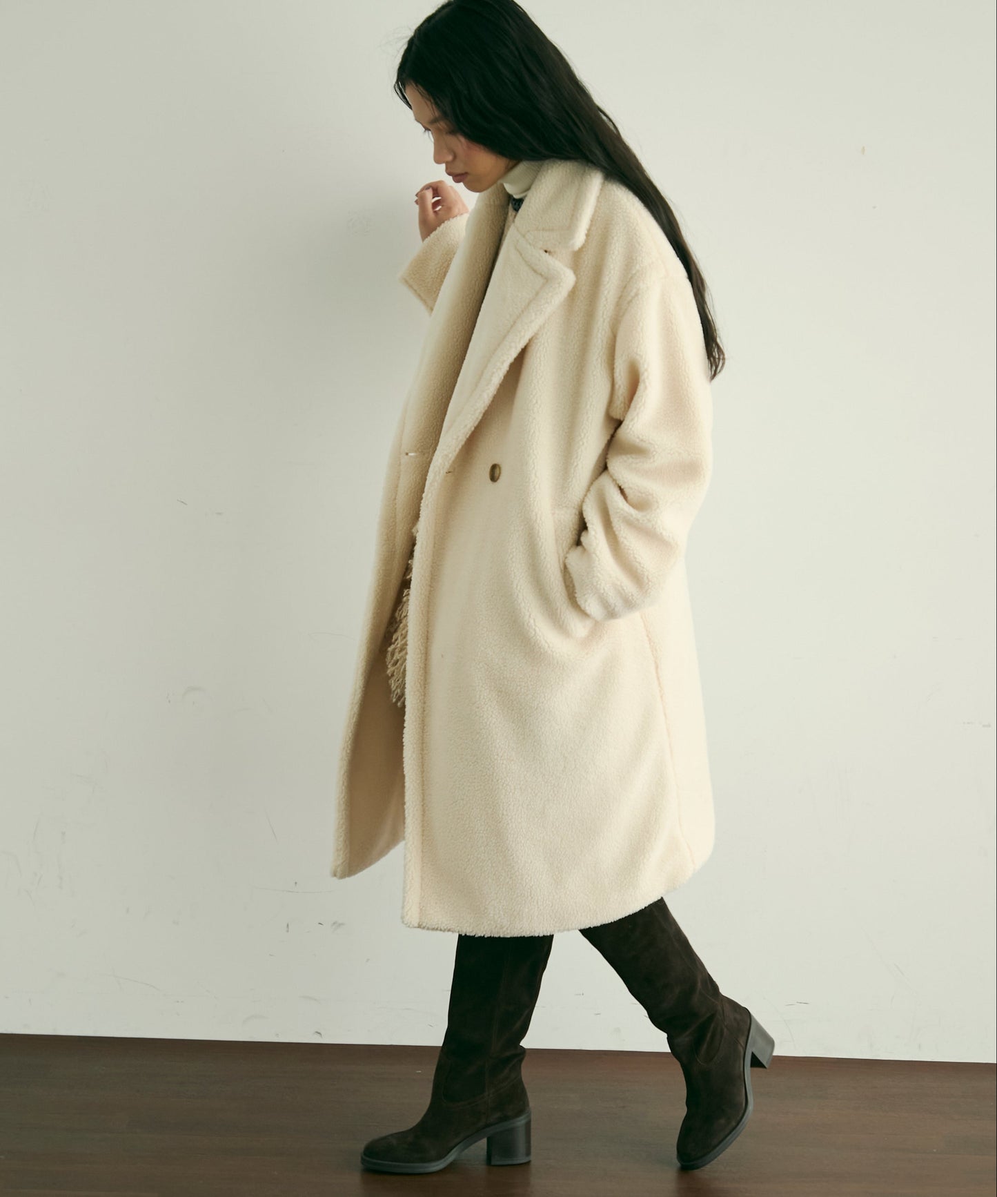ボアダブルロングコート