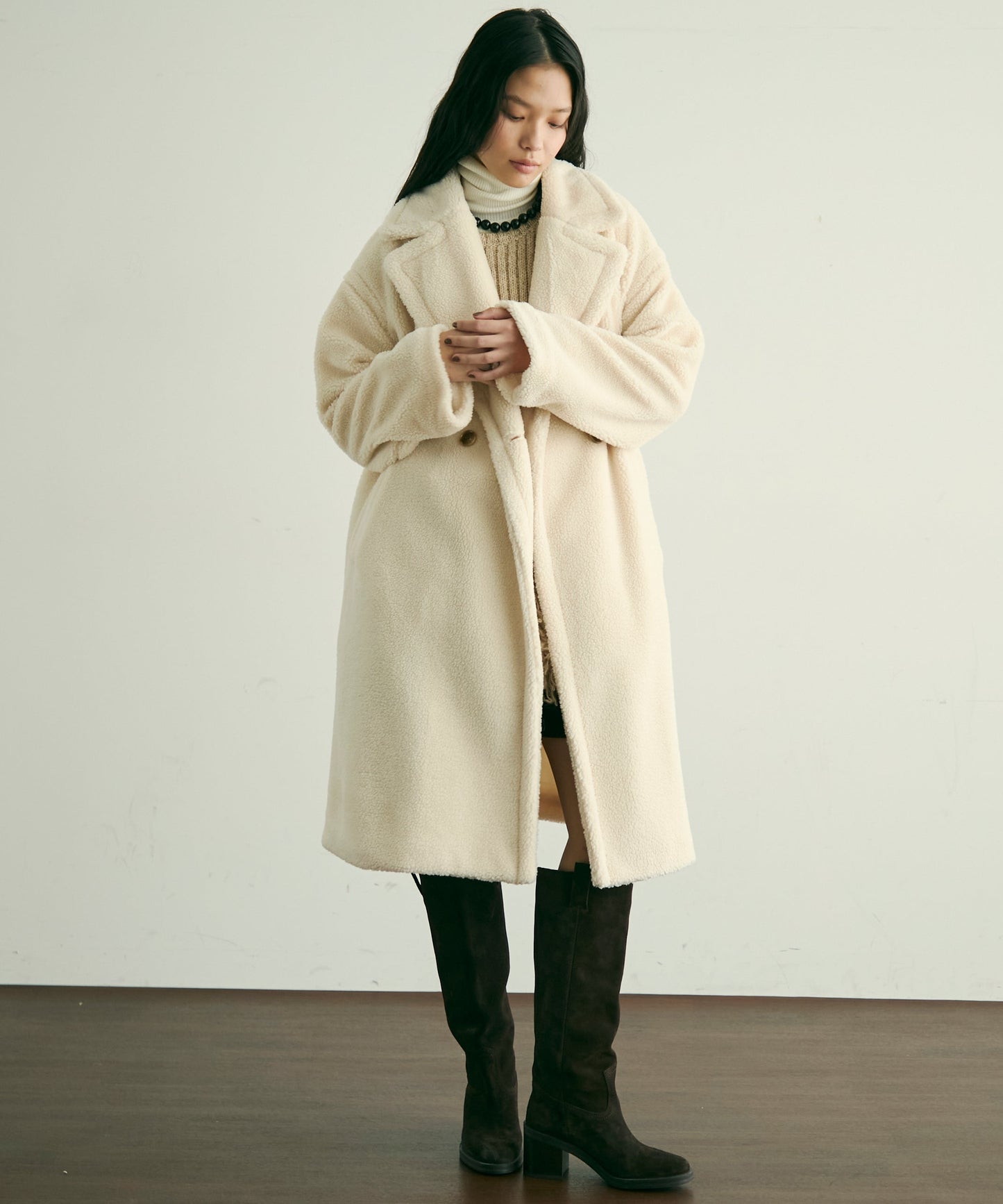 ボアダブルロングコート