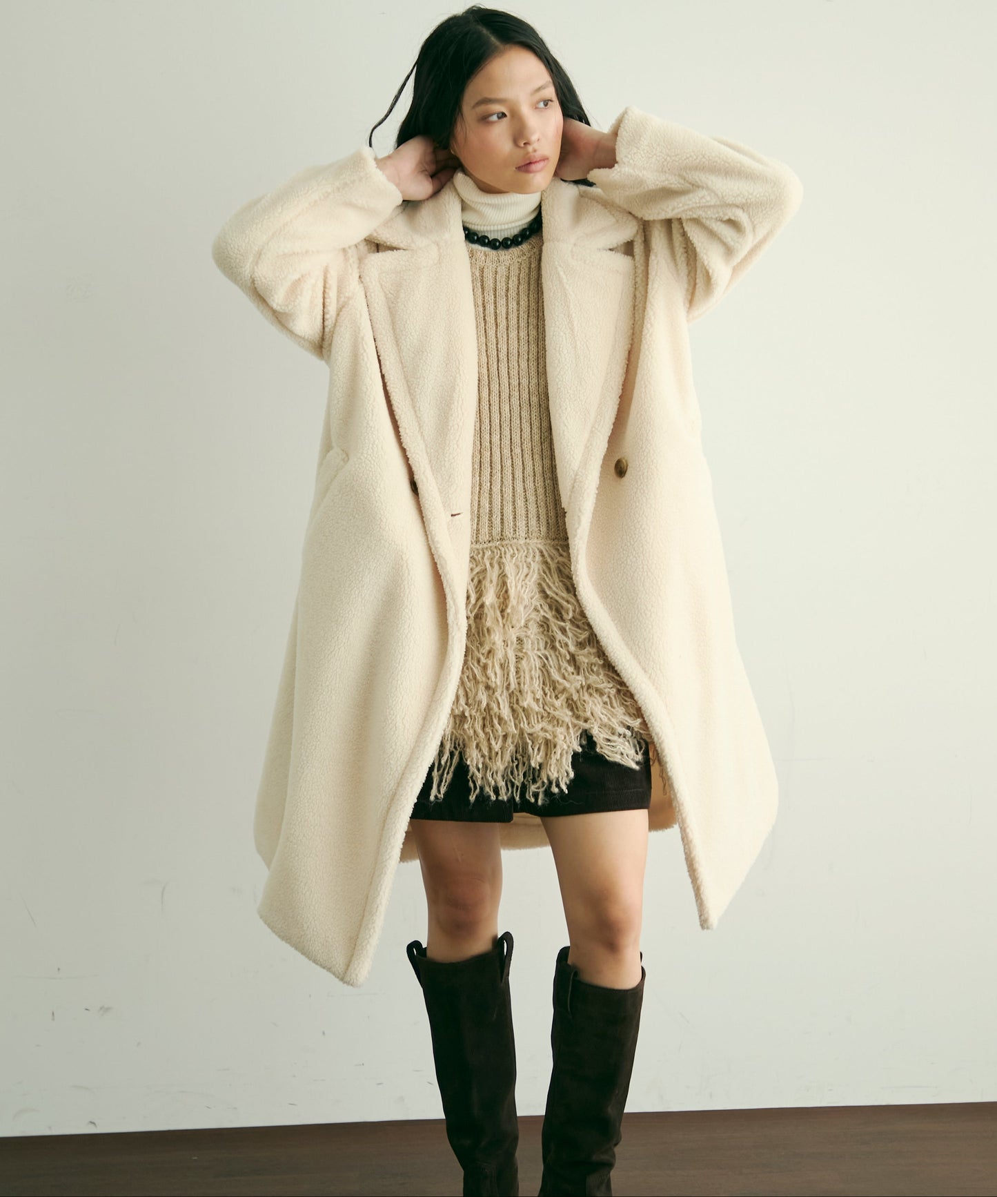 ボアダブルロングコート