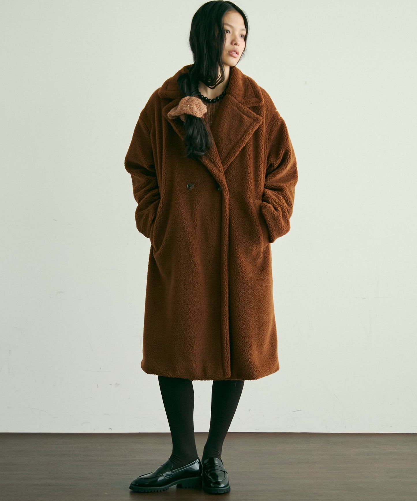 ボアダブルロングコート