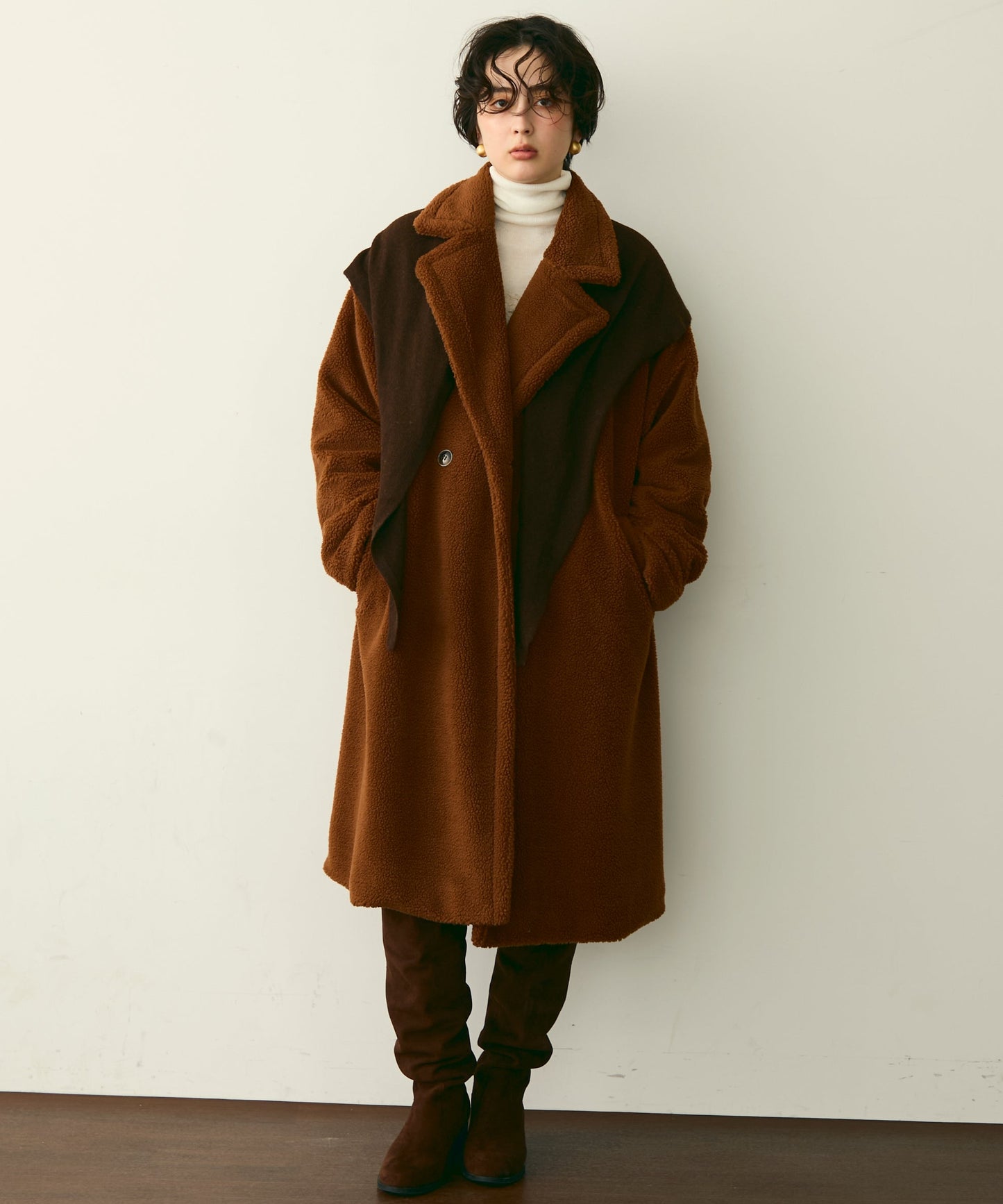 ボアダブルロングコート