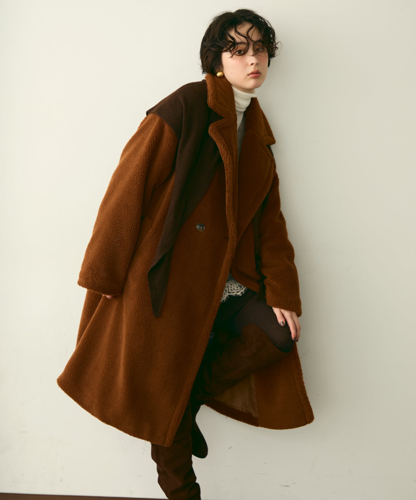 ボアダブルロングコート