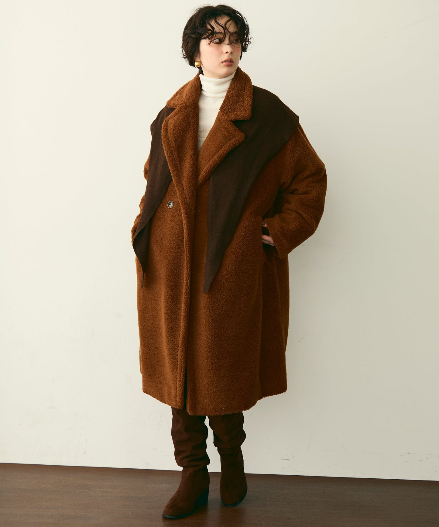 ボアダブルロングコート