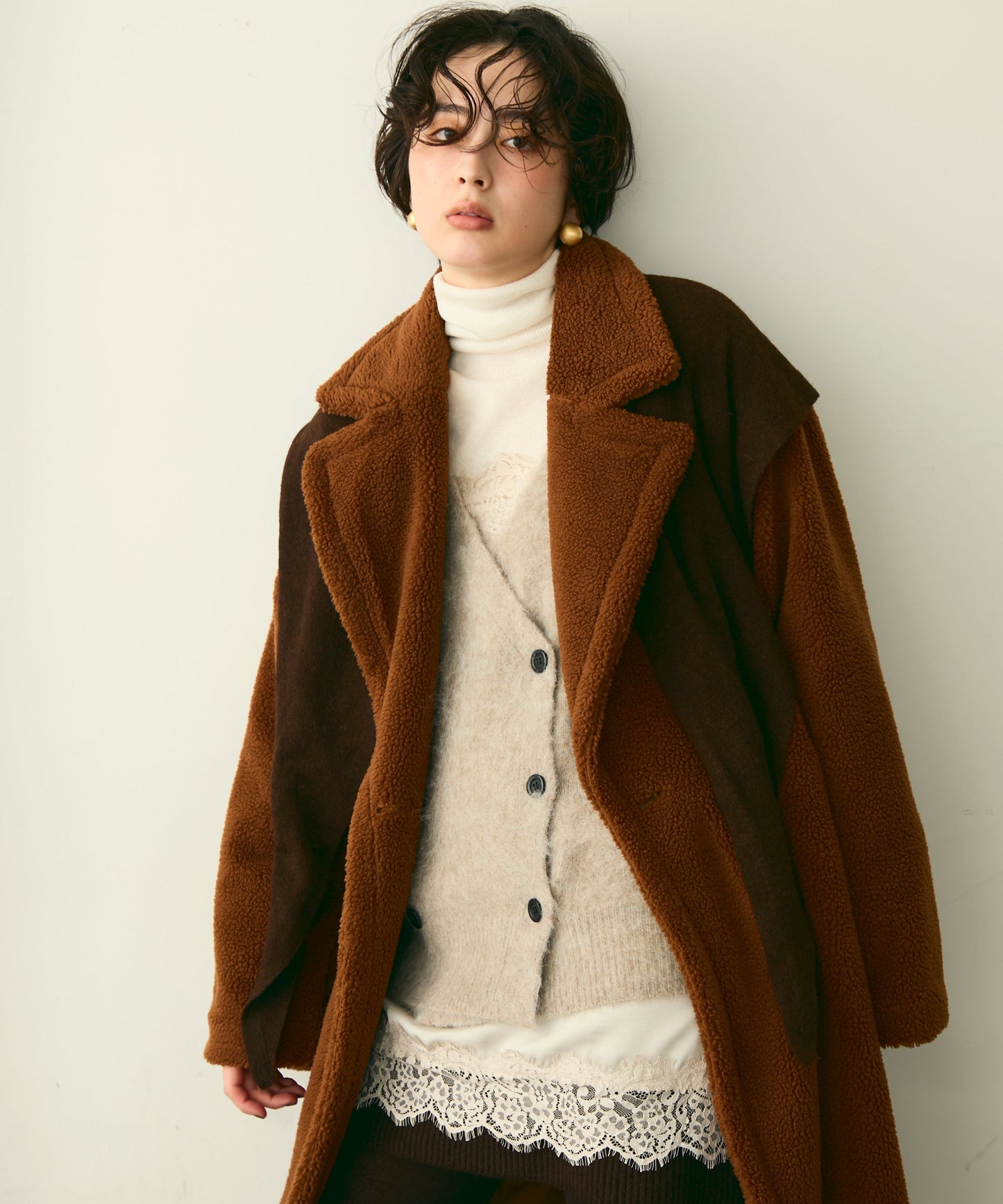 ボアダブルロングコート