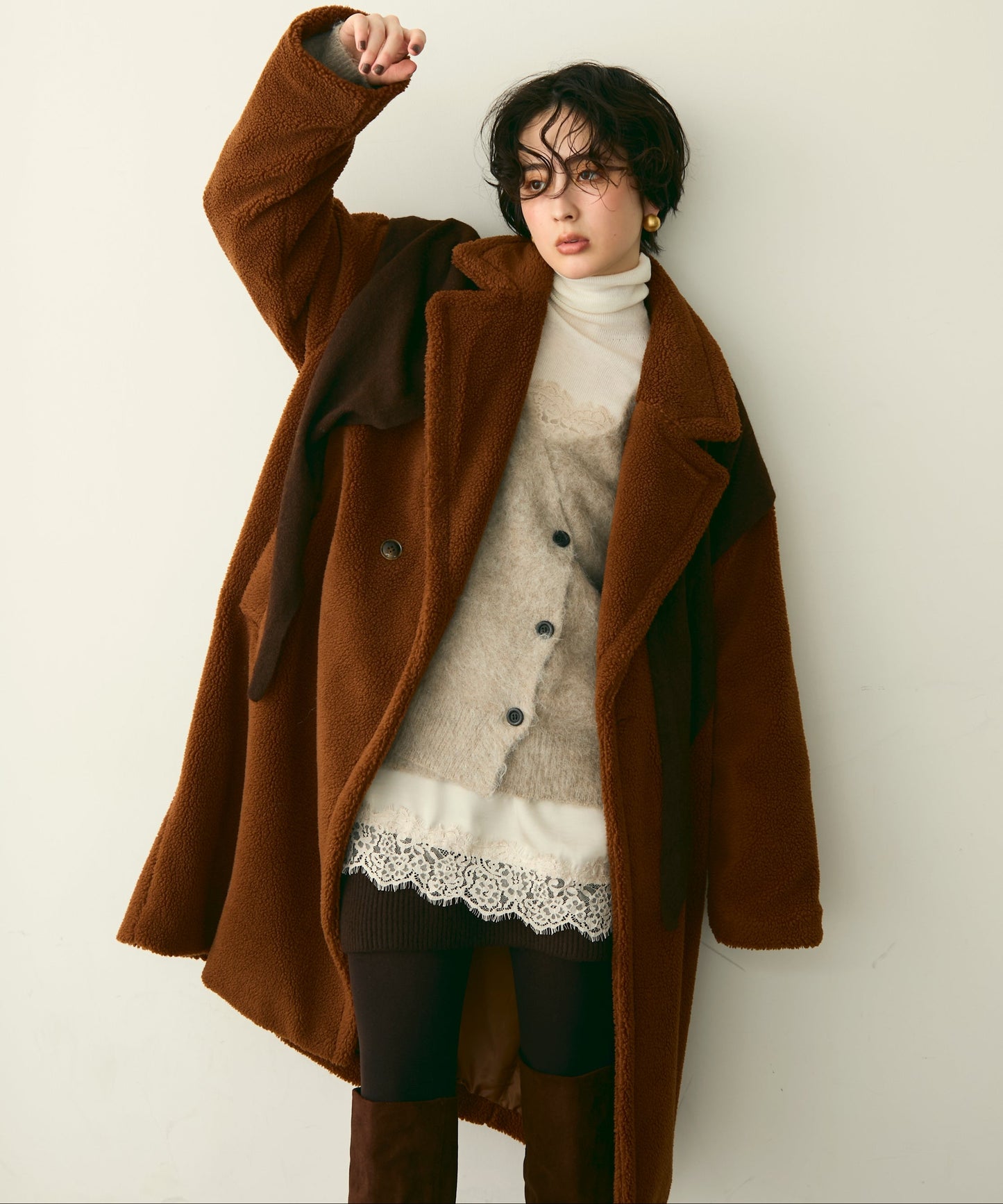 ボアダブルロングコート