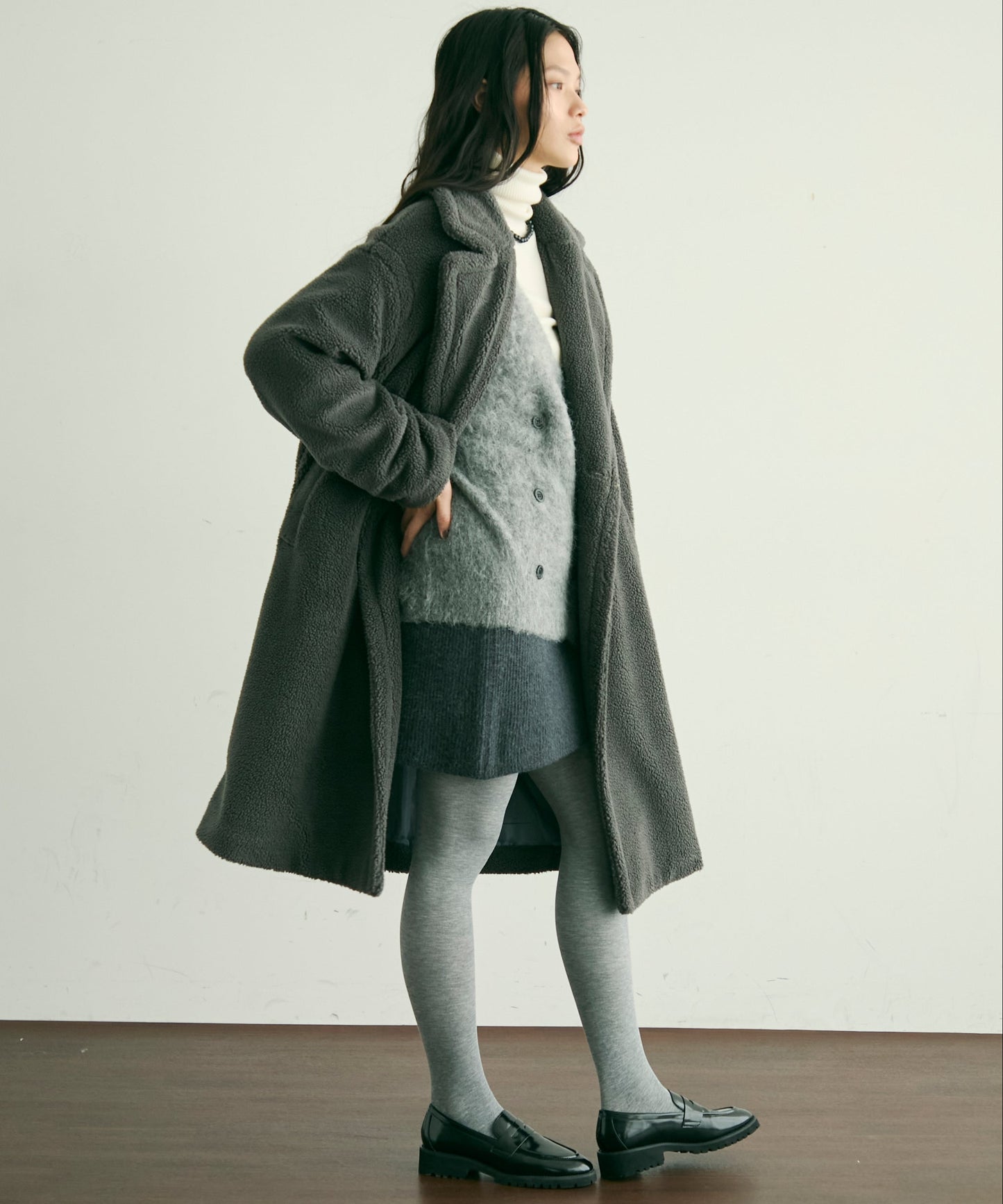 ボアダブルロングコート