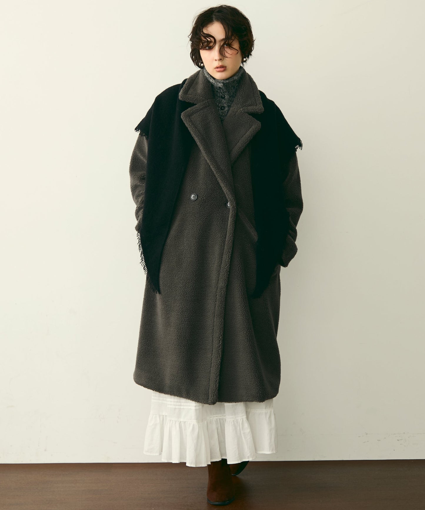 ボアダブルロングコート