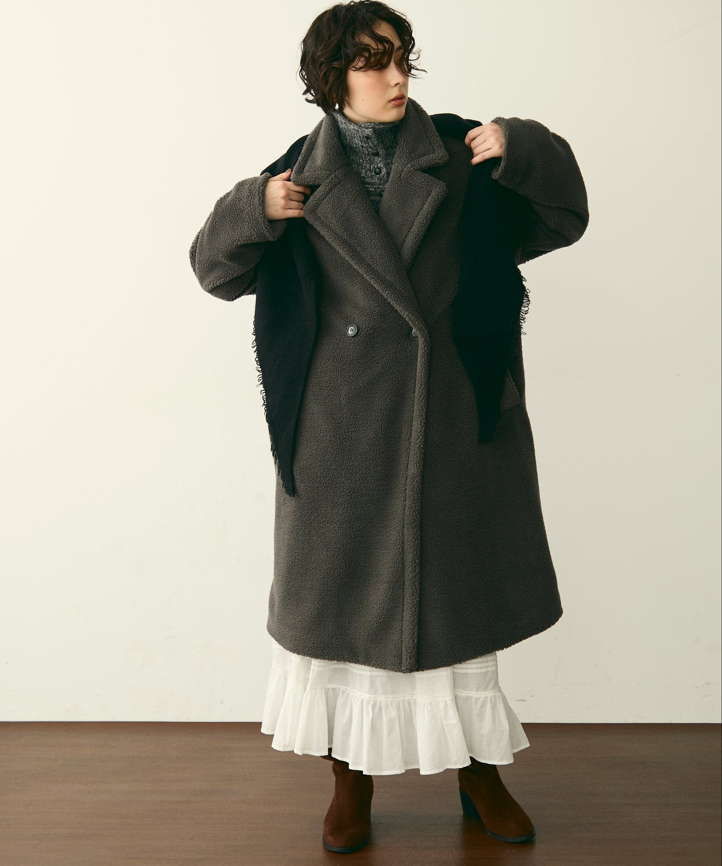 ボアダブルロングコート