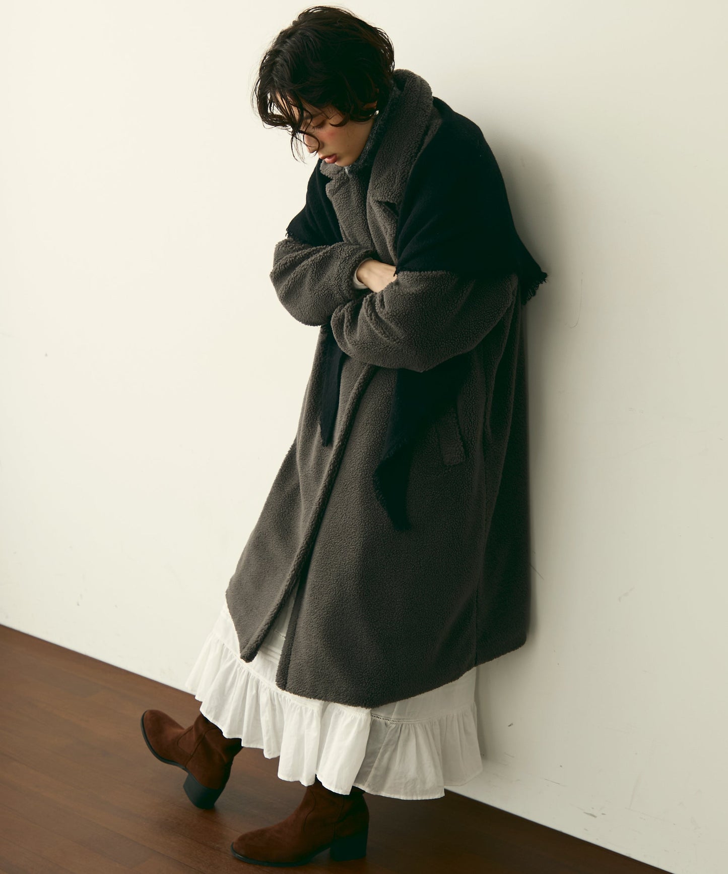 ボアダブルロングコート