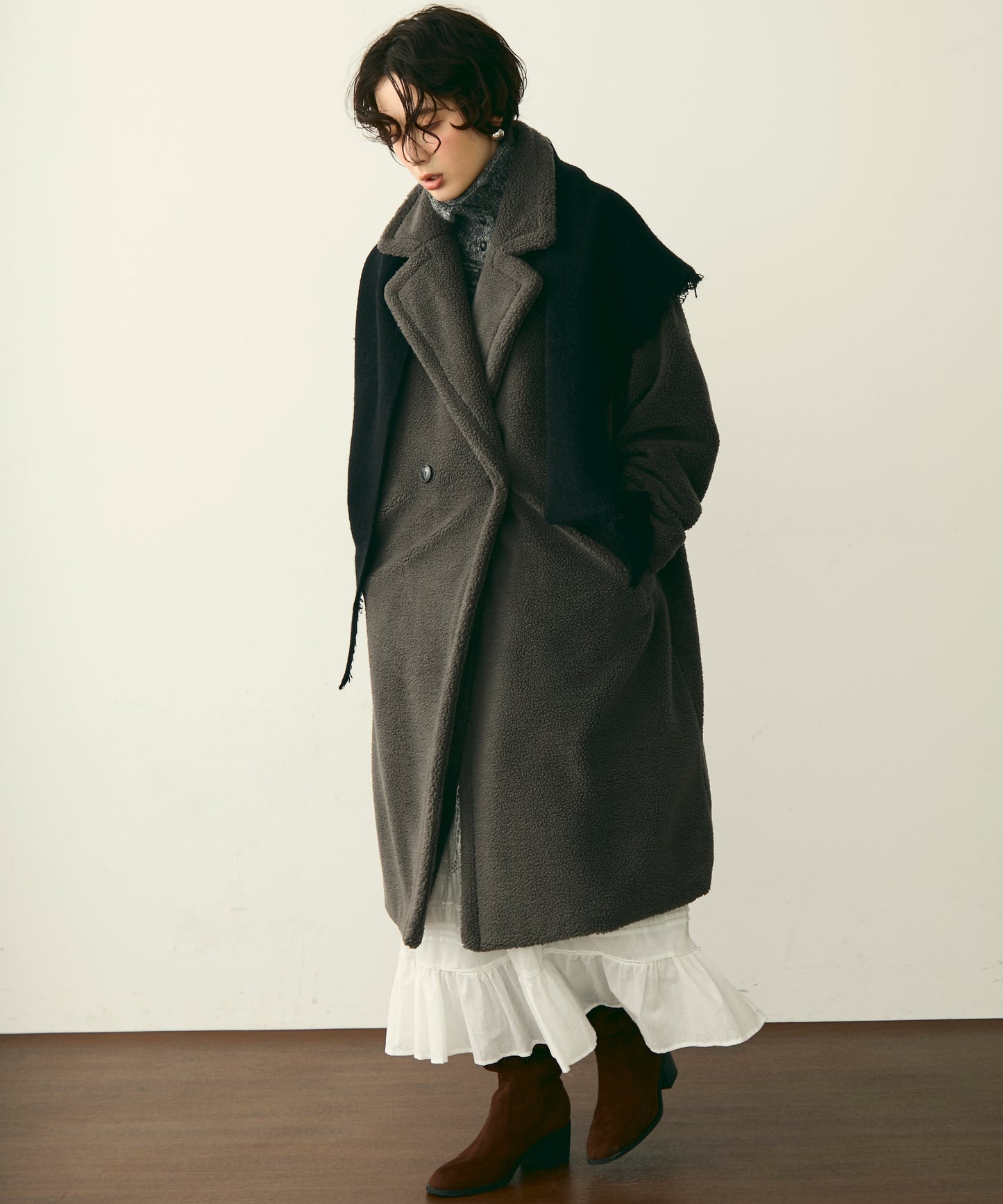 ボアダブルロングコート