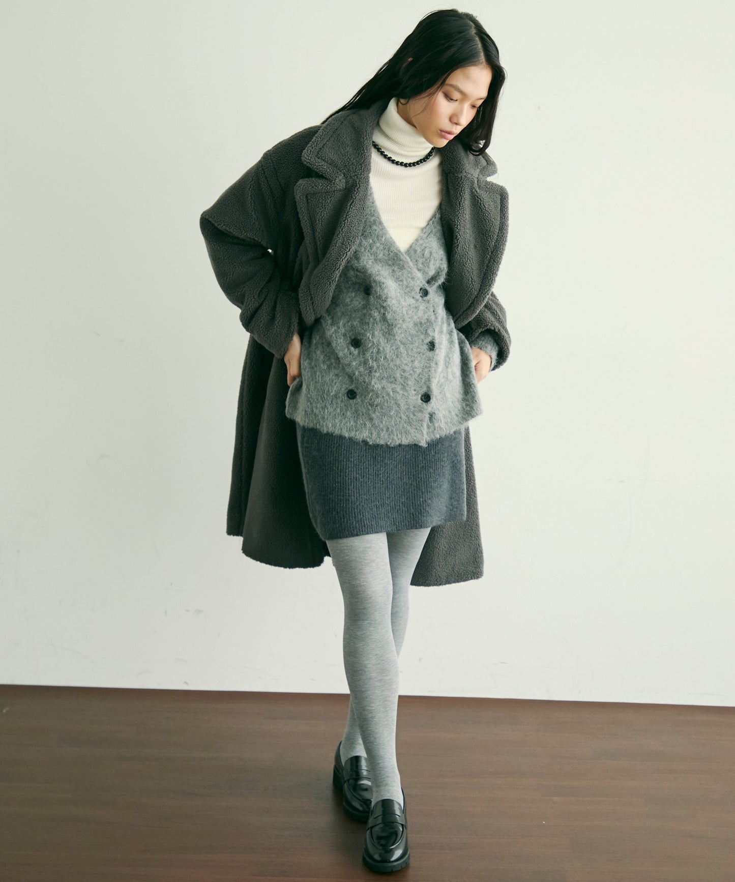 ボアダブルロングコート