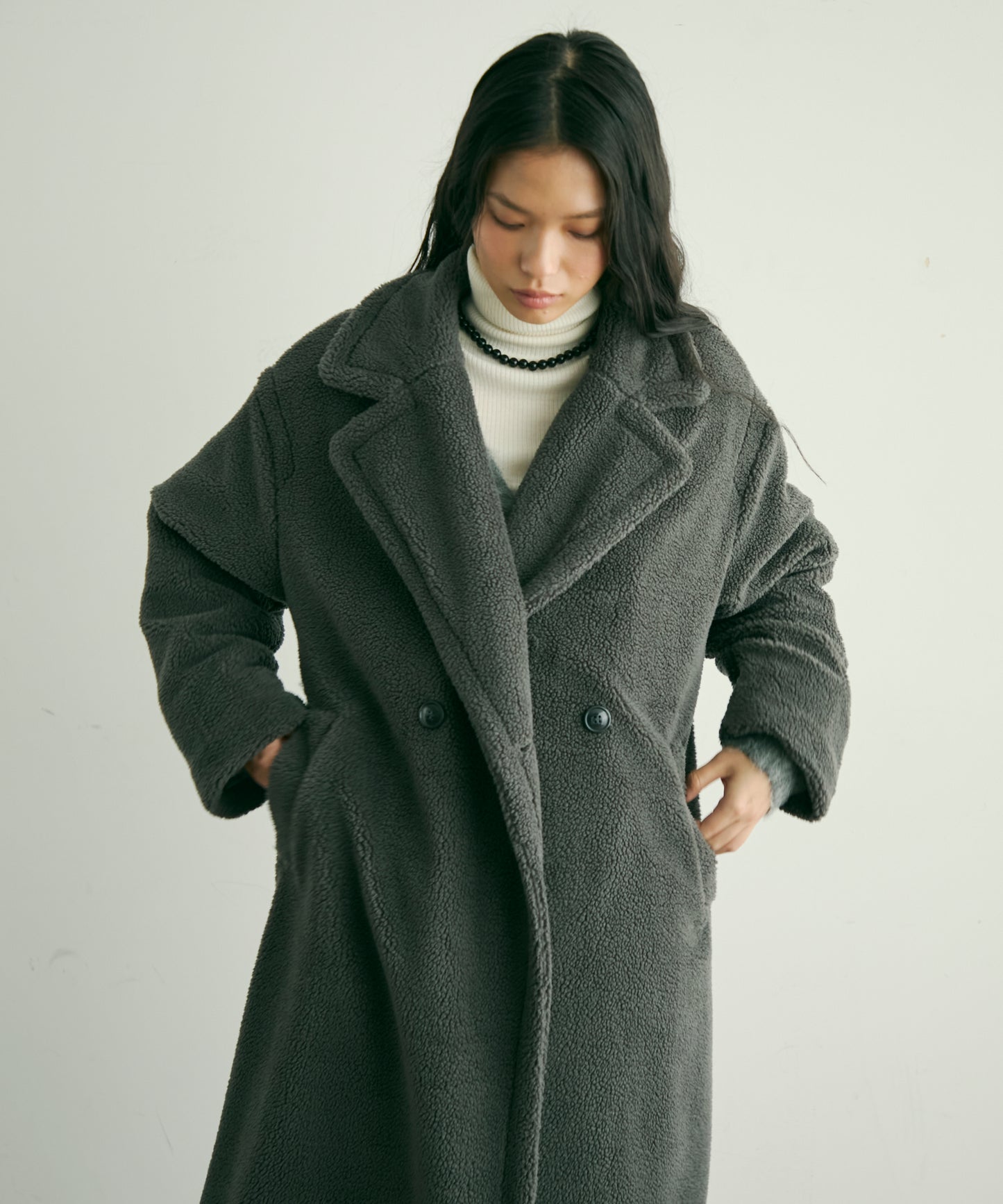 ボアダブルロングコート