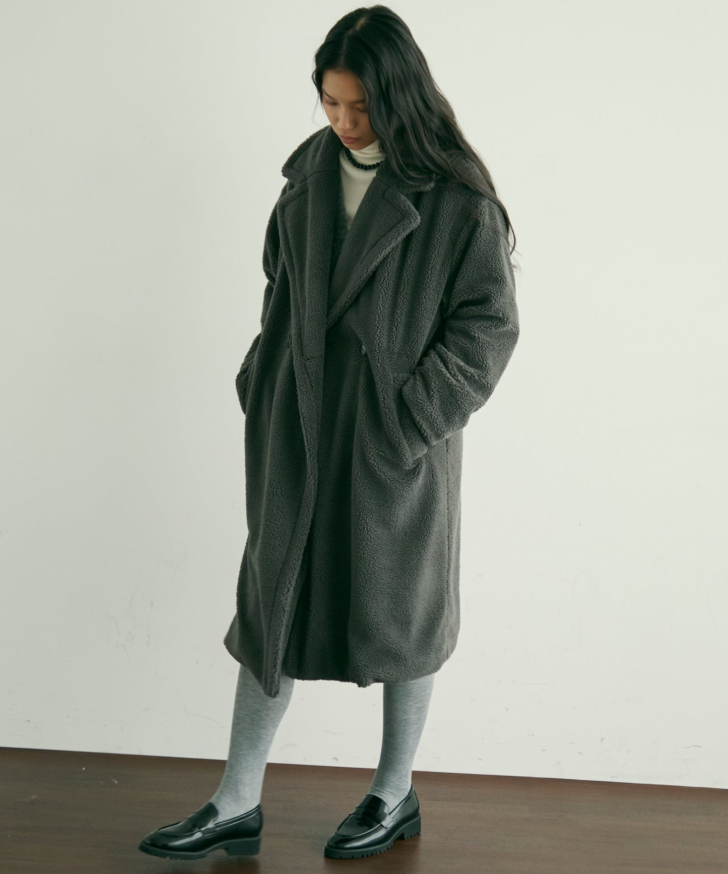 ボアダブルロングコート