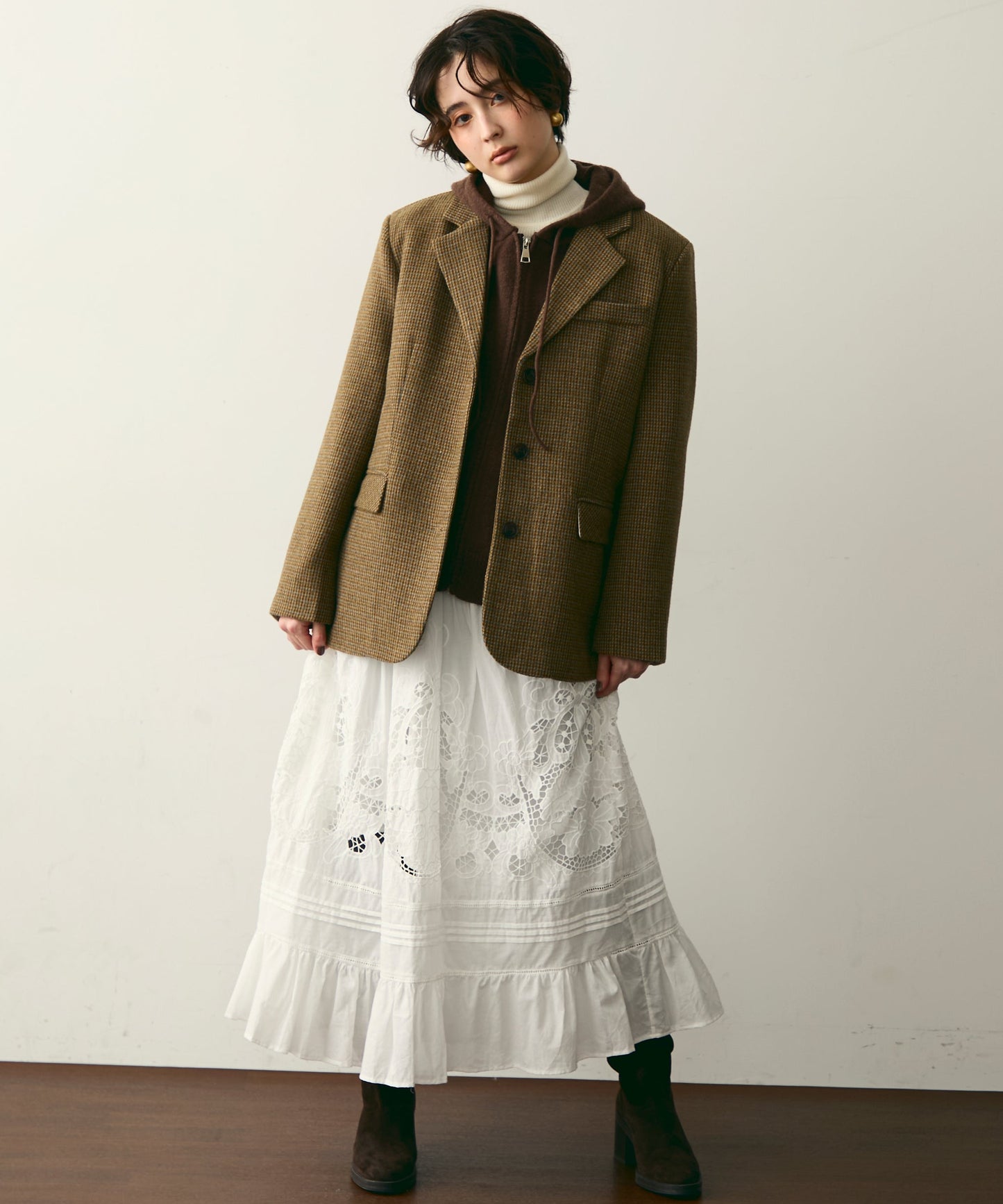 裏キルティングガンクラブチェックテーラージャケット