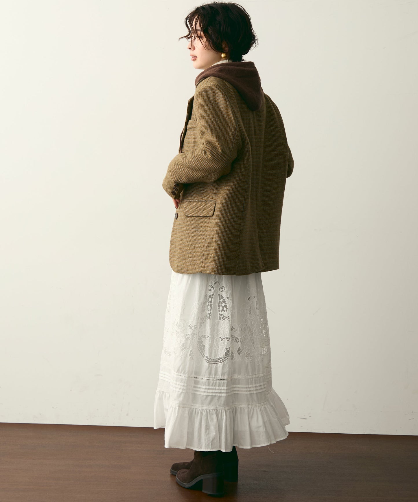 裏キルティングガンクラブチェックテーラージャケット