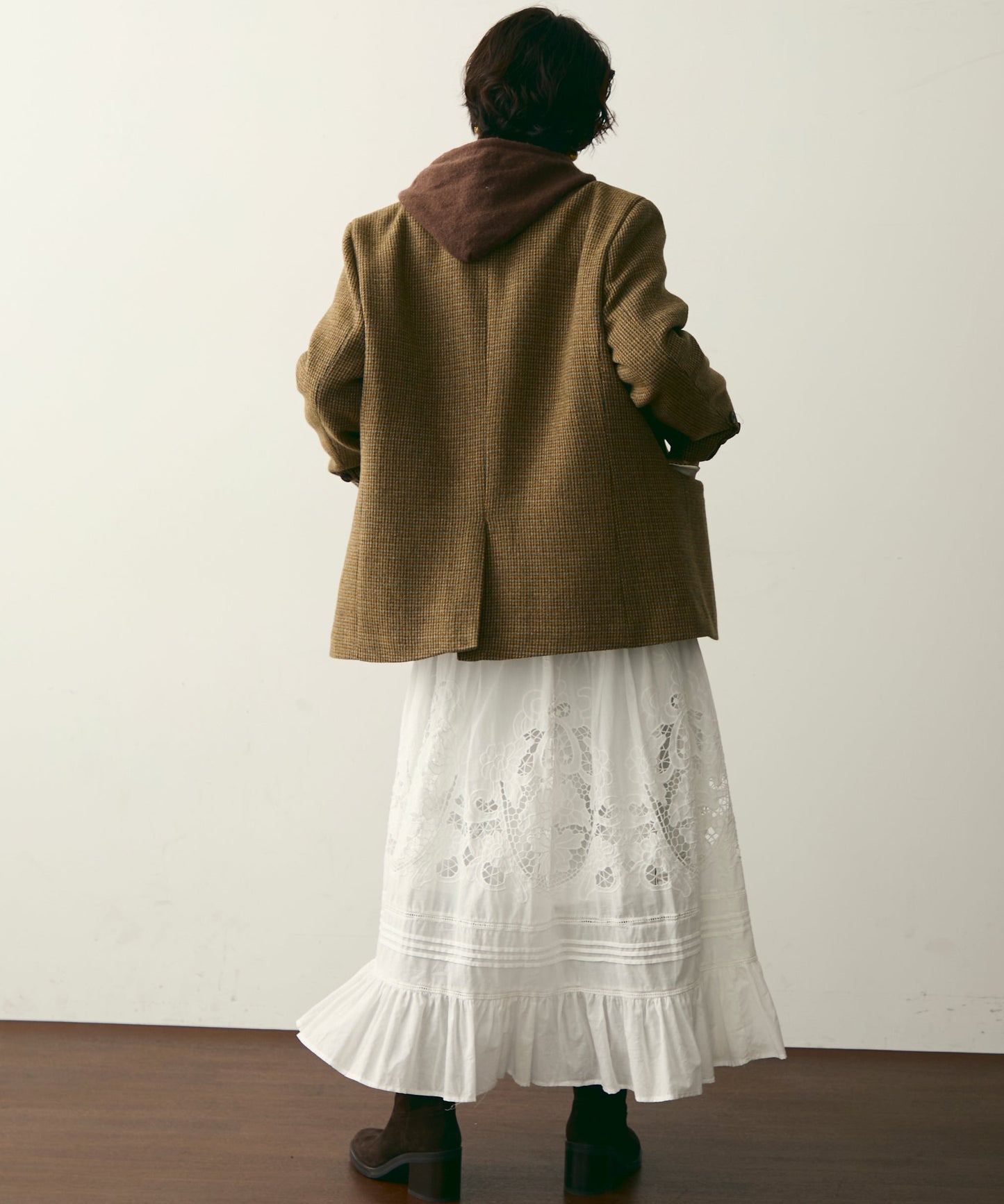 裏キルティングガンクラブチェックテーラージャケット