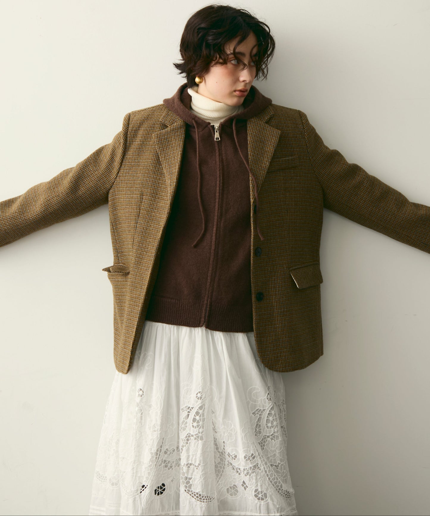 裏キルティングガンクラブチェックテーラージャケット