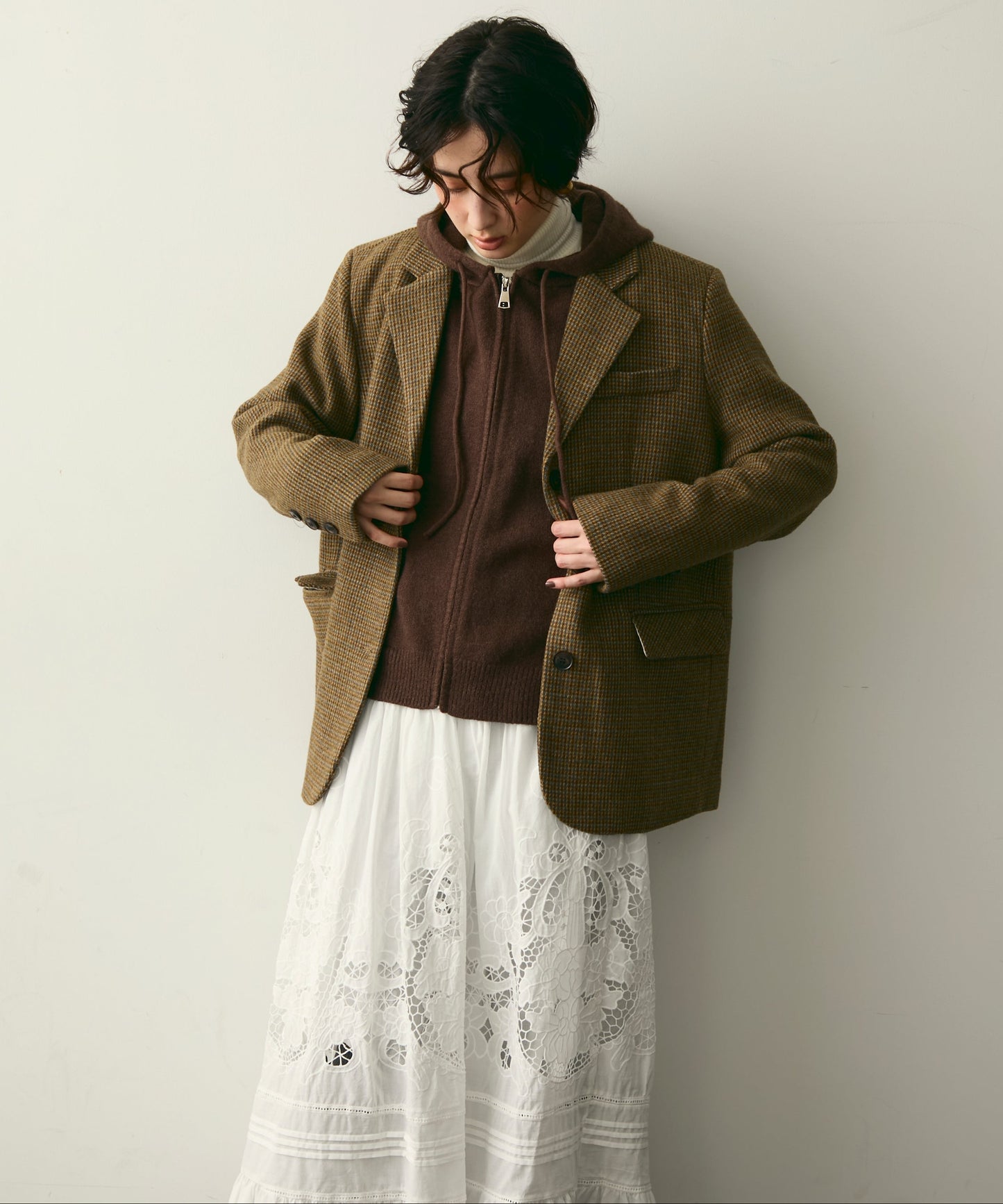 裏キルティングガンクラブチェックテーラージャケット