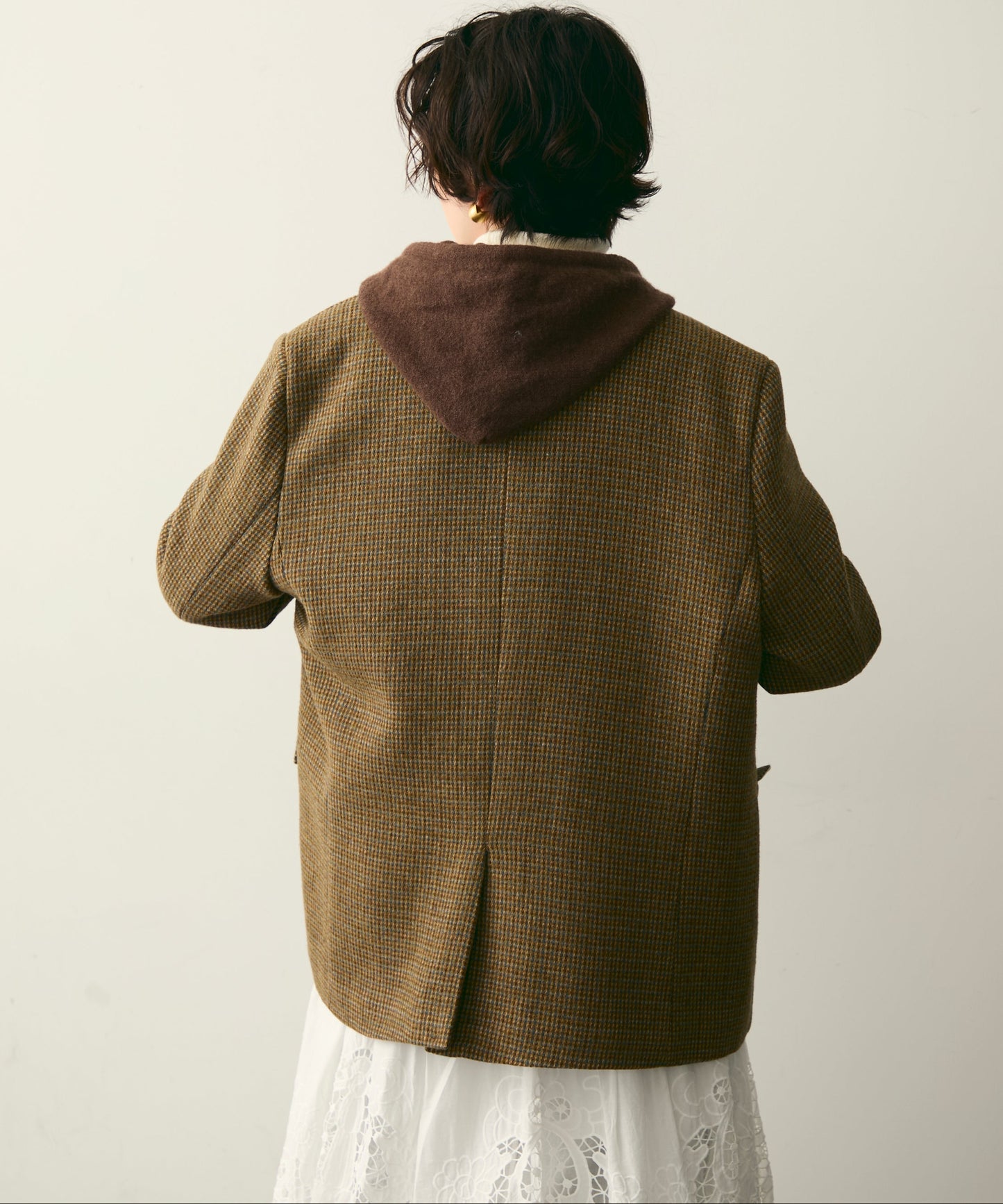 裏キルティングガンクラブチェックテーラージャケット