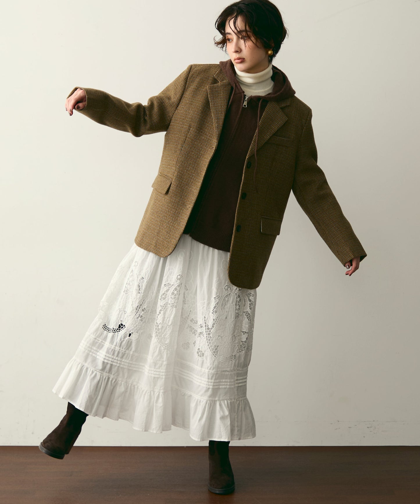 裏キルティングガンクラブチェックテーラージャケット