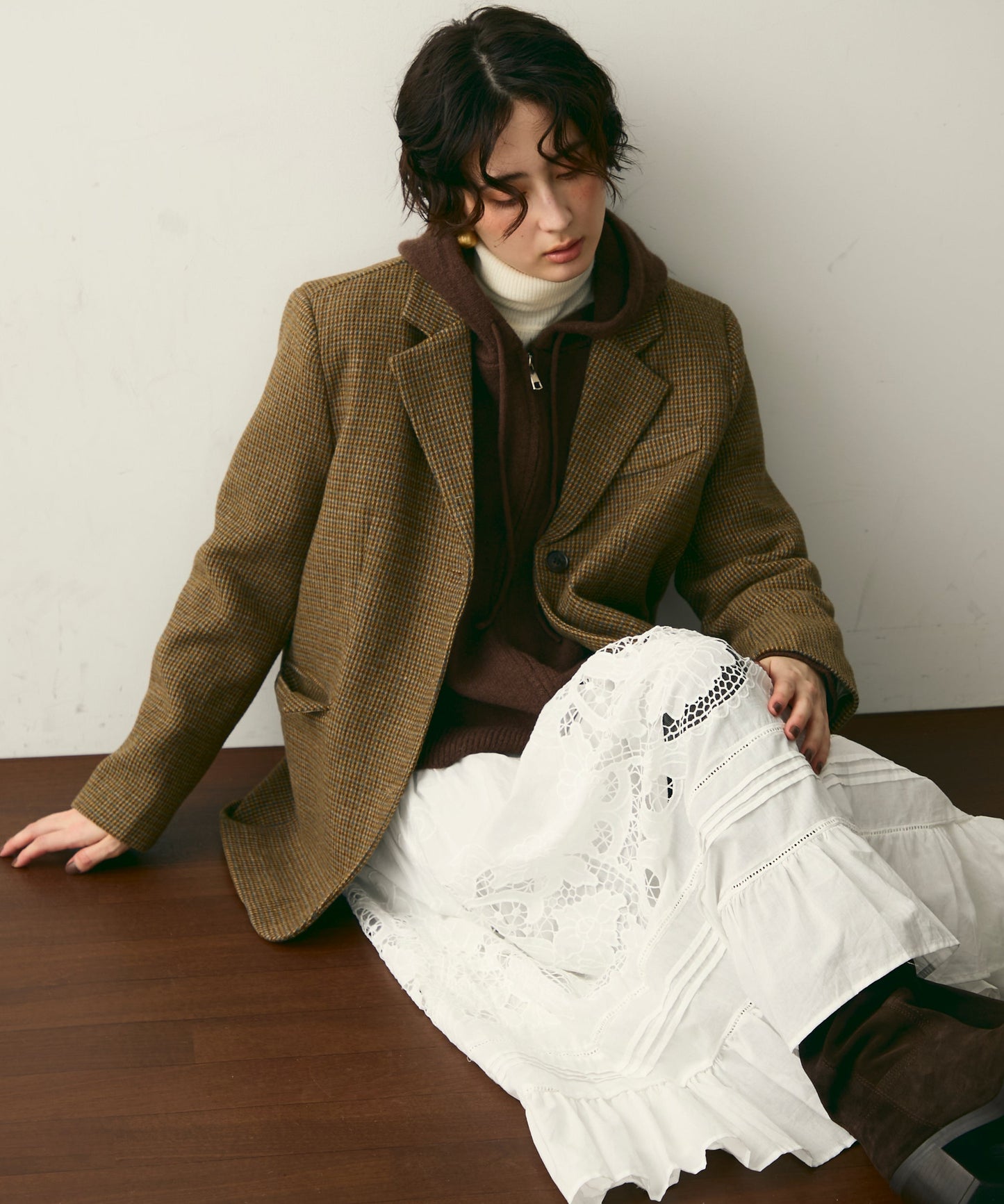 裏キルティングガンクラブチェックテーラージャケット