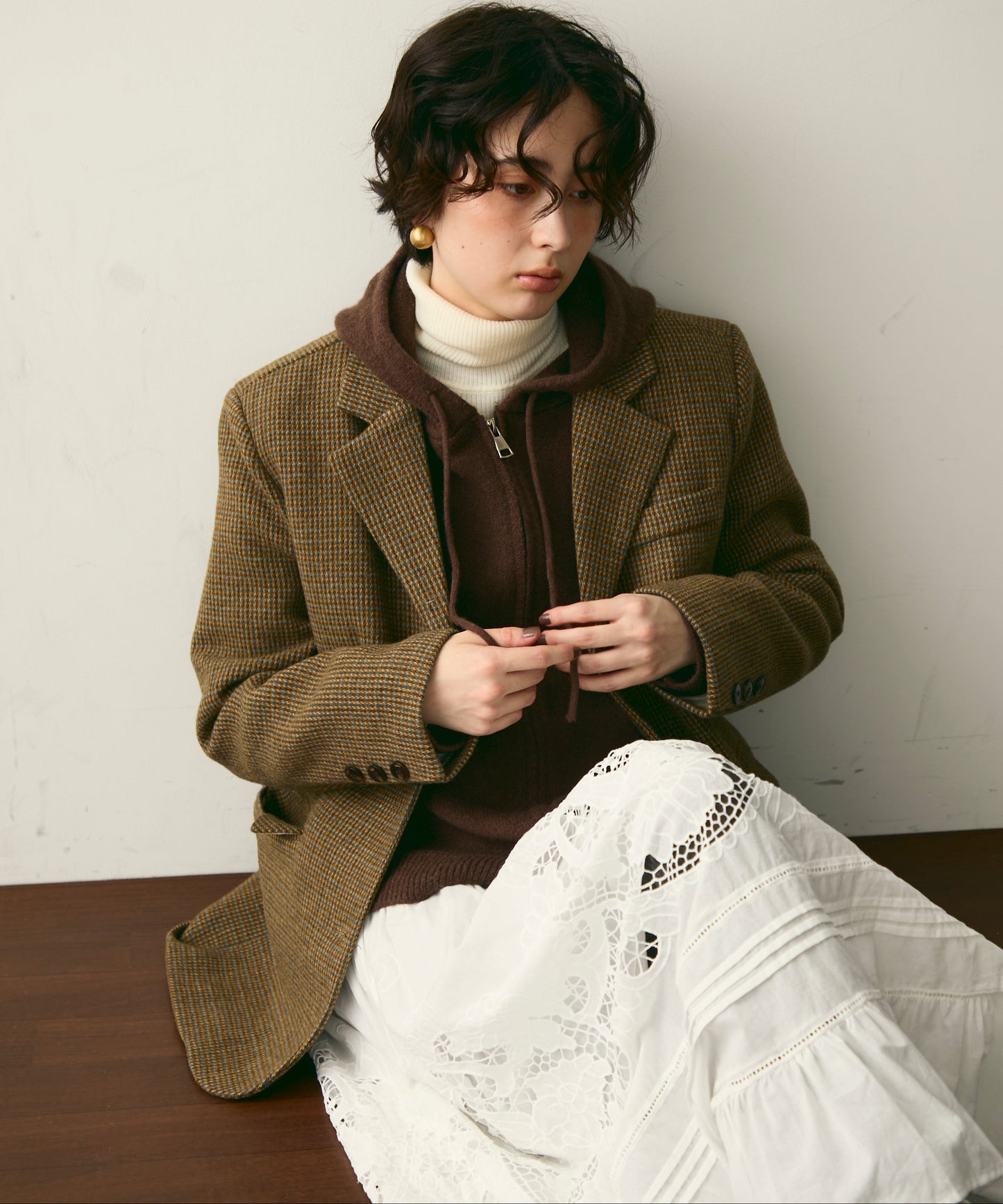 裏キルティングガンクラブチェックテーラージャケット