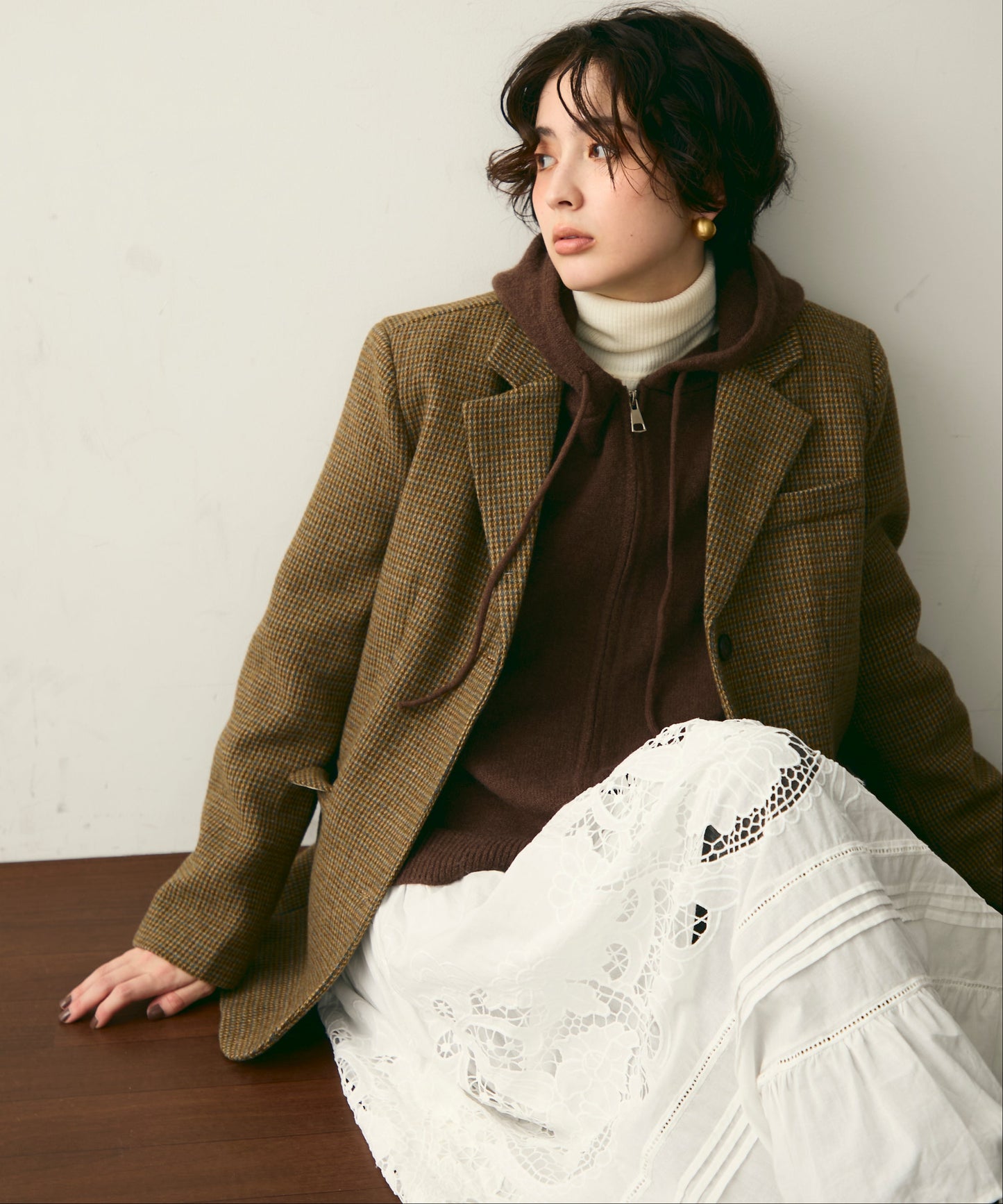 裏キルティングガンクラブチェックテーラージャケット