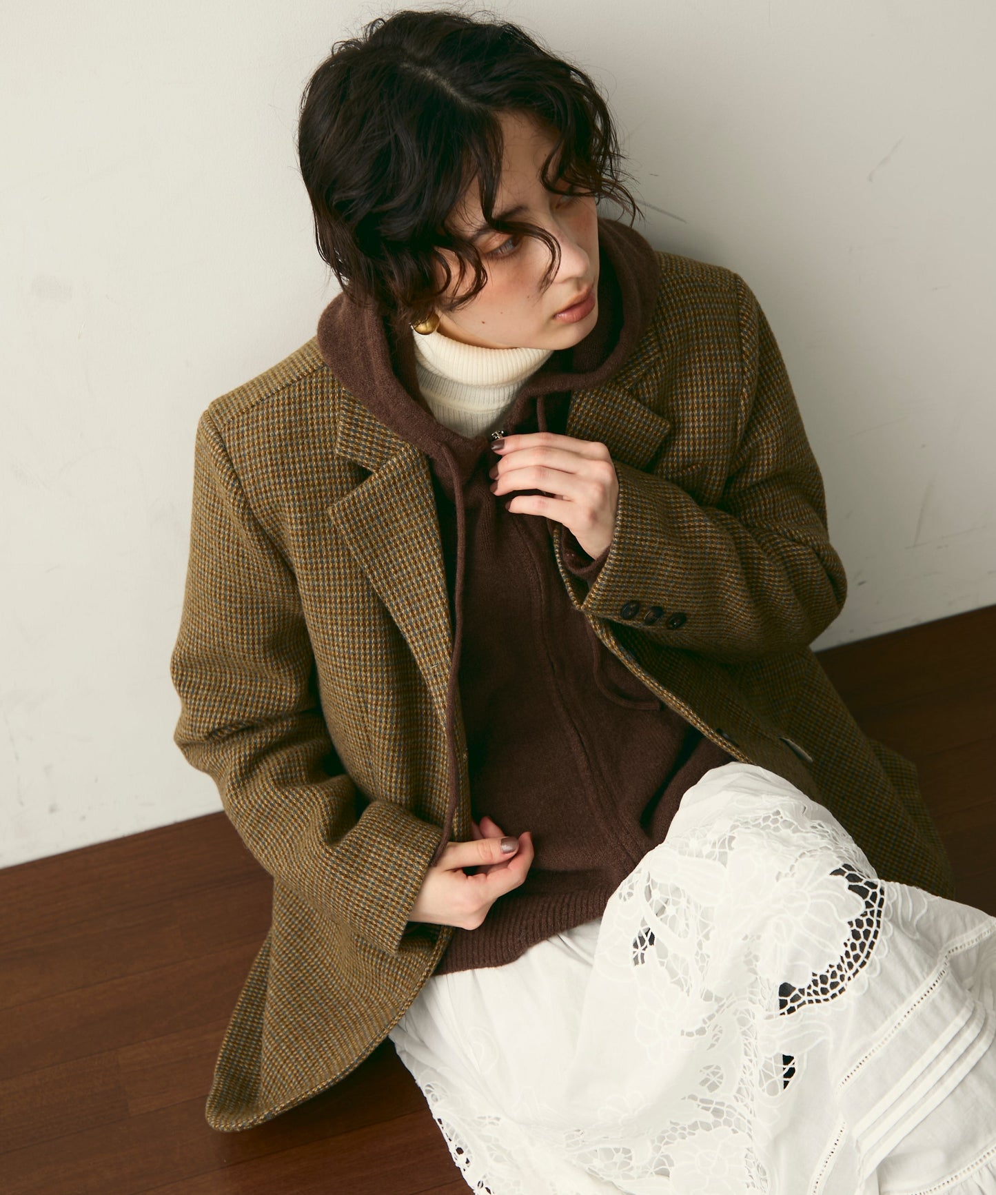 裏キルティングガンクラブチェックテーラージャケット