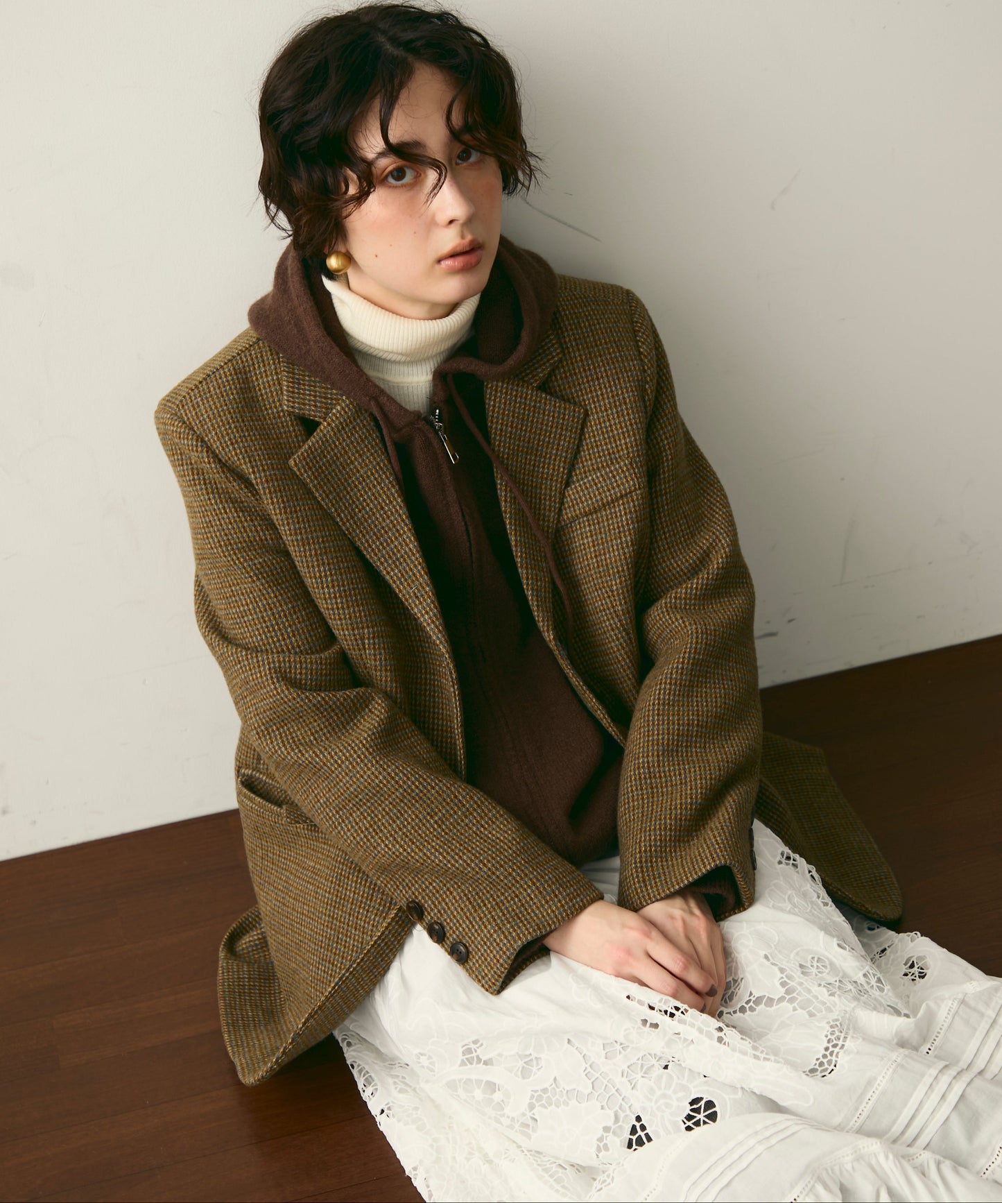 裏キルティングガンクラブチェックテーラージャケット