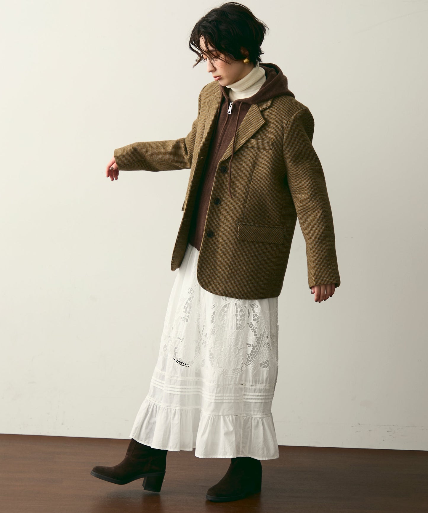 裏キルティングガンクラブチェックテーラージャケット