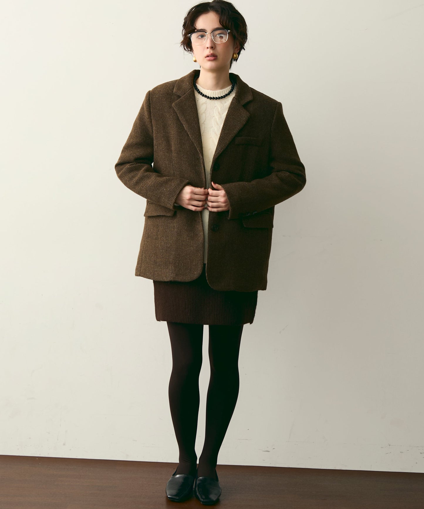 裏キルティングガンクラブチェックテーラージャケット