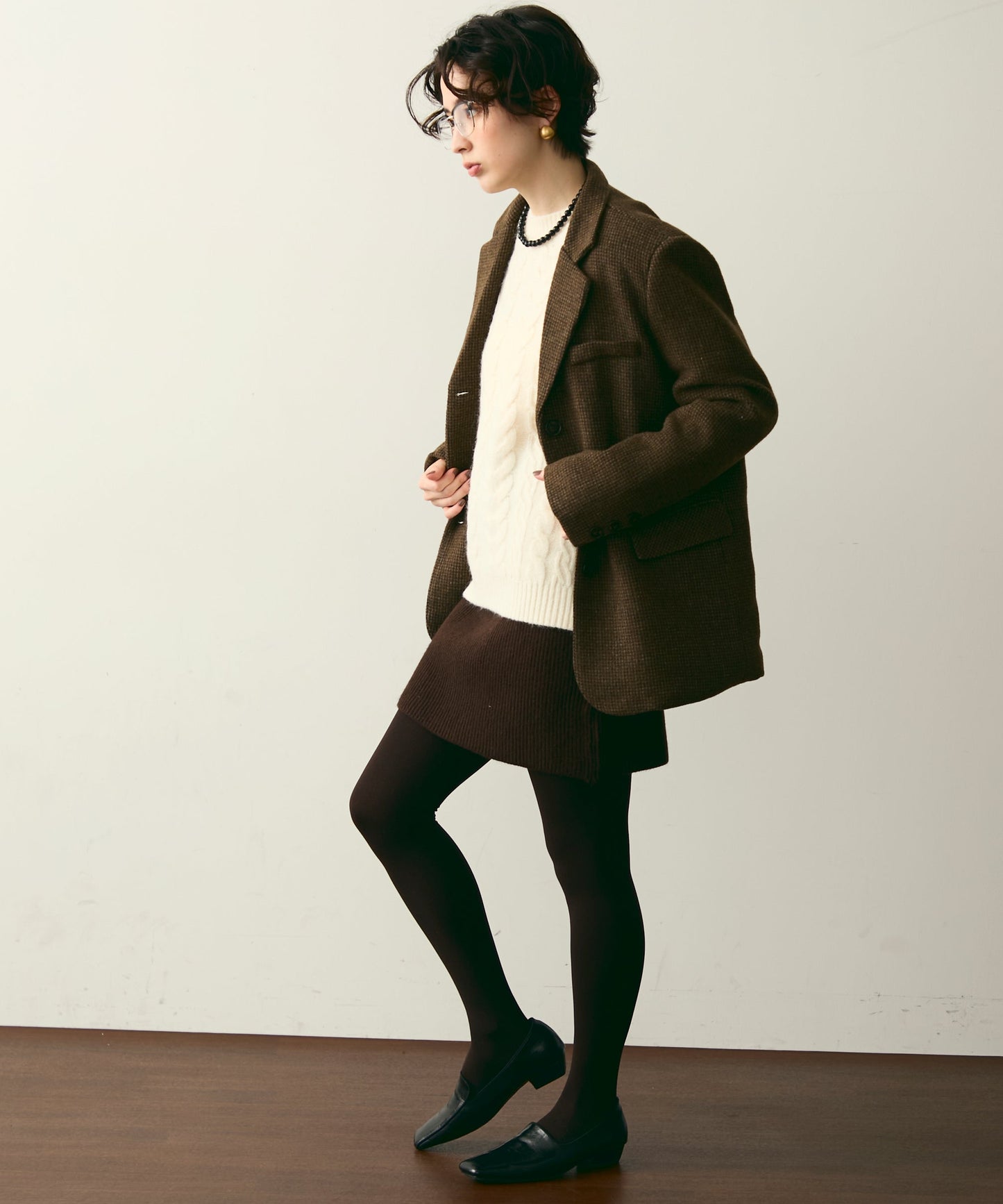 裏キルティングガンクラブチェックテーラージャケット