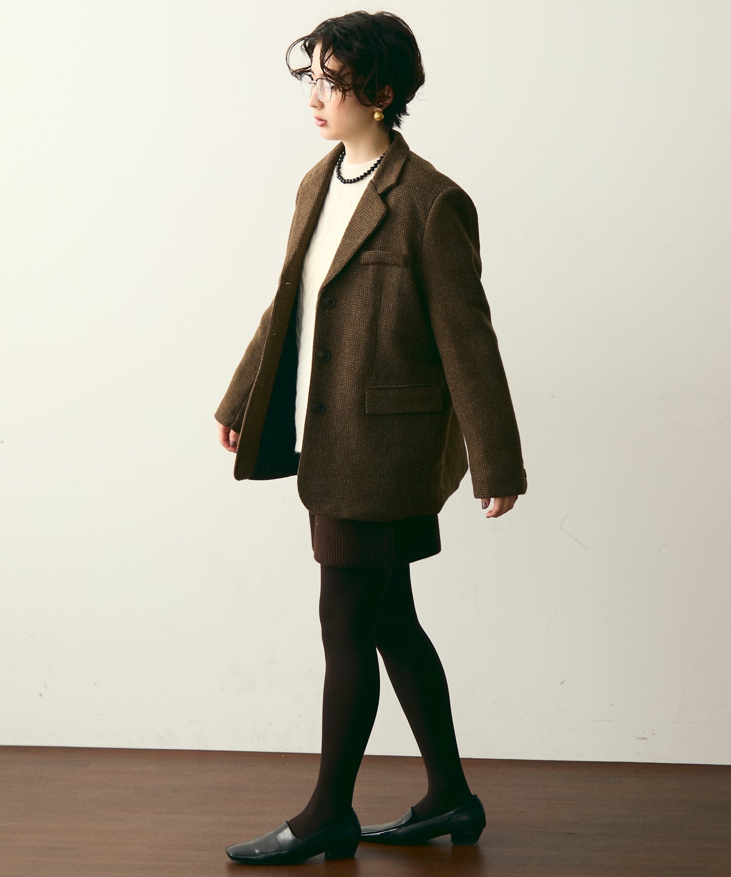 裏キルティングガンクラブチェックテーラージャケット