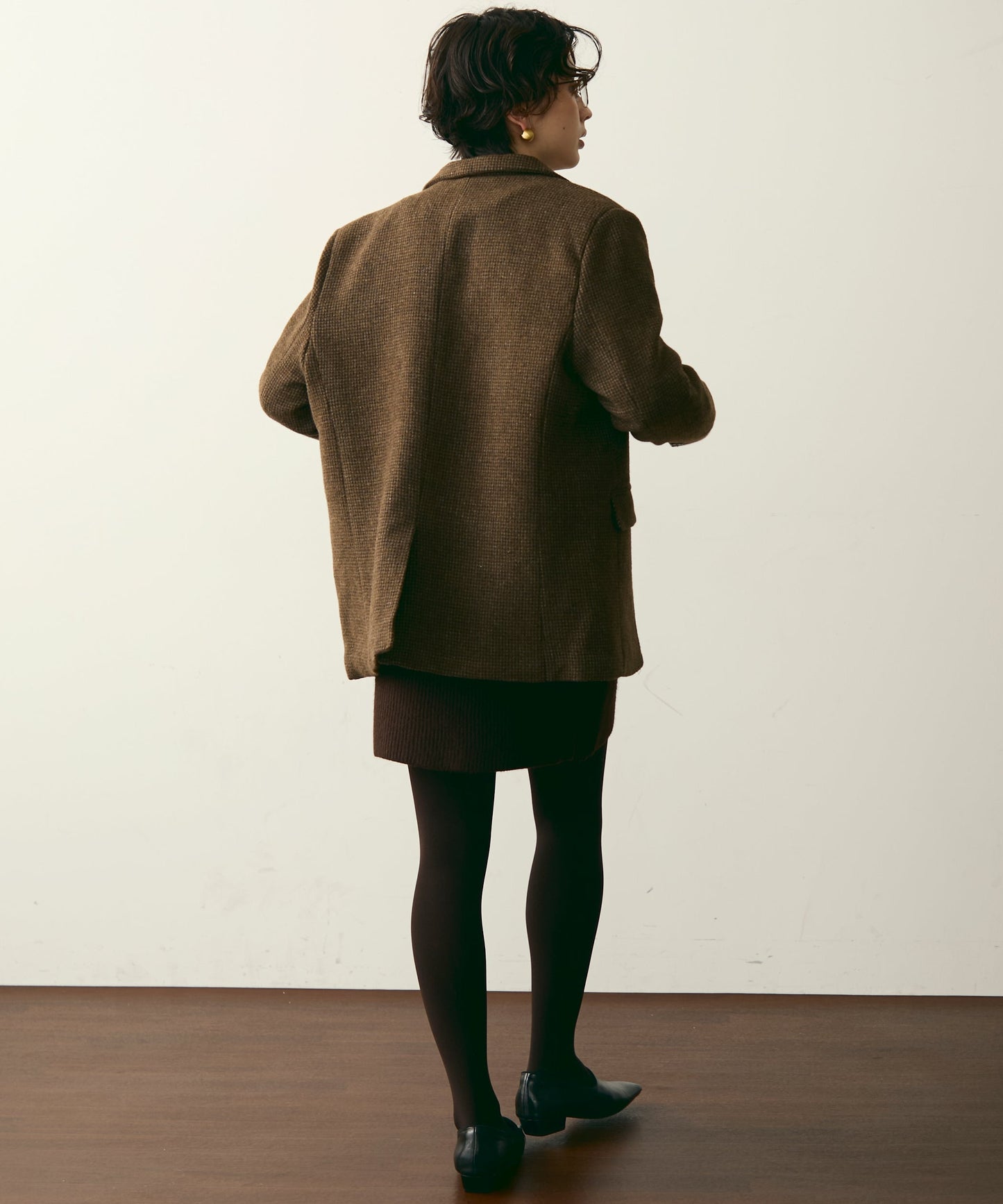 裏キルティングガンクラブチェックテーラージャケット