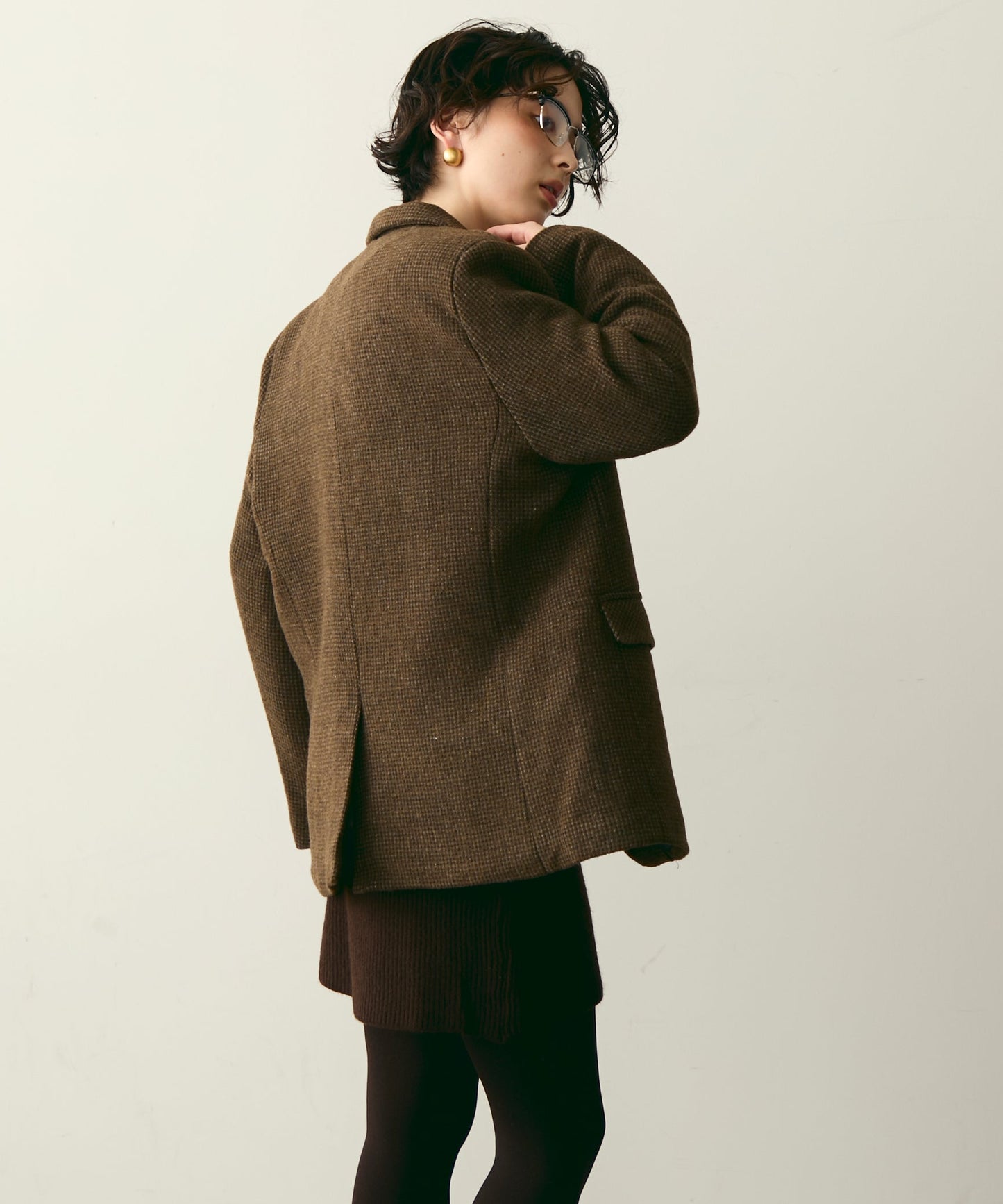 裏キルティングガンクラブチェックテーラージャケット