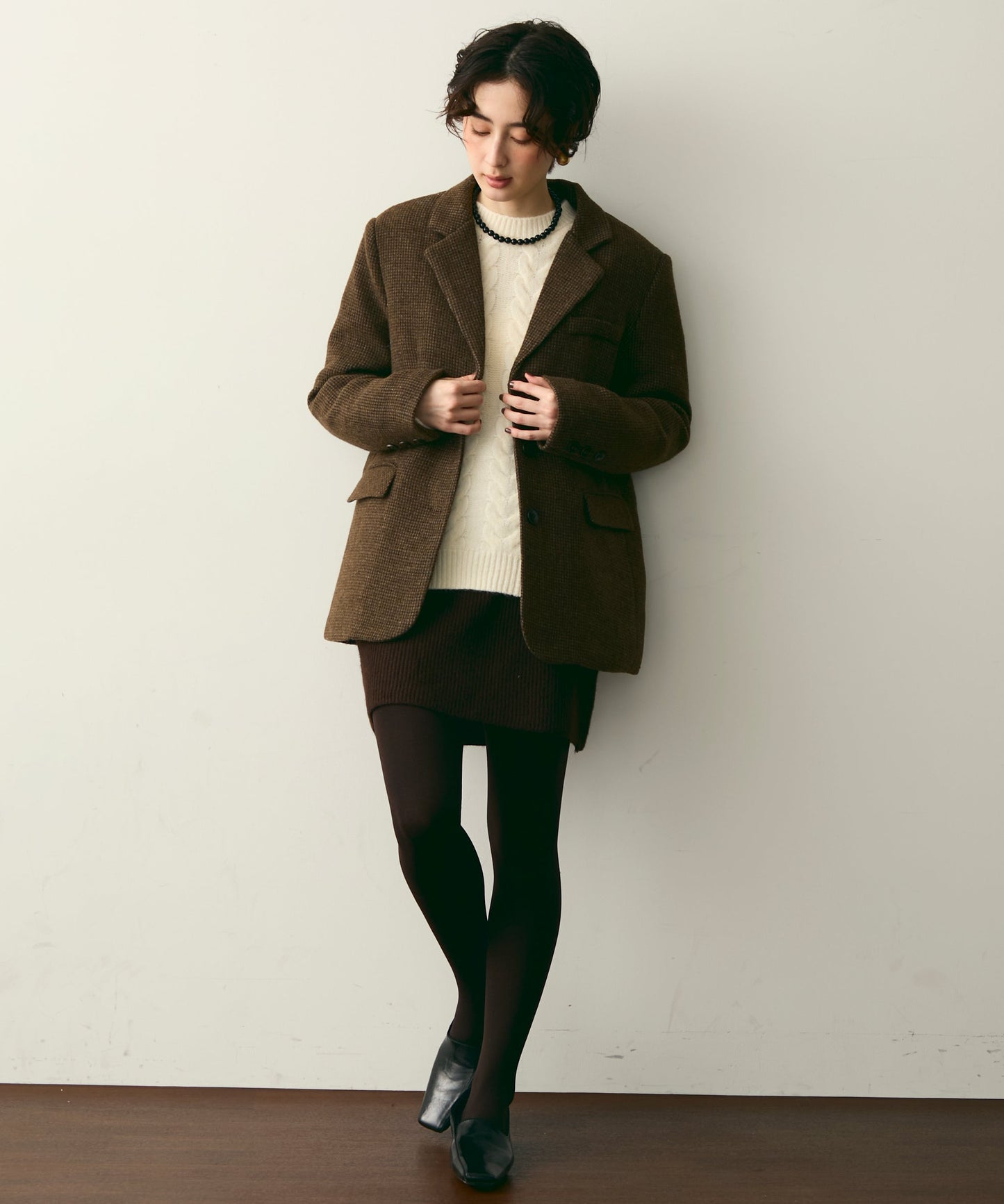 裏キルティングガンクラブチェックテーラージャケット