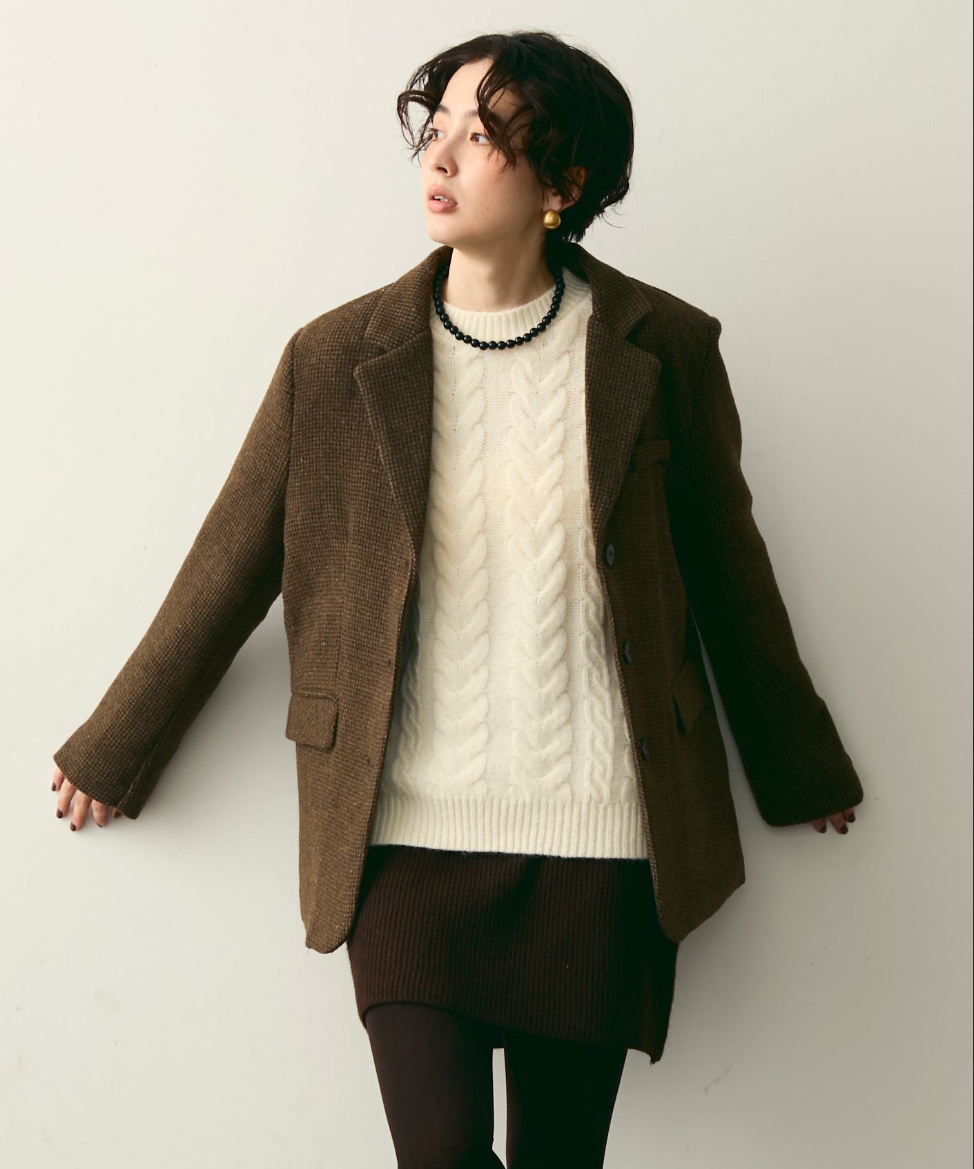 裏キルティングガンクラブチェックテーラージャケット