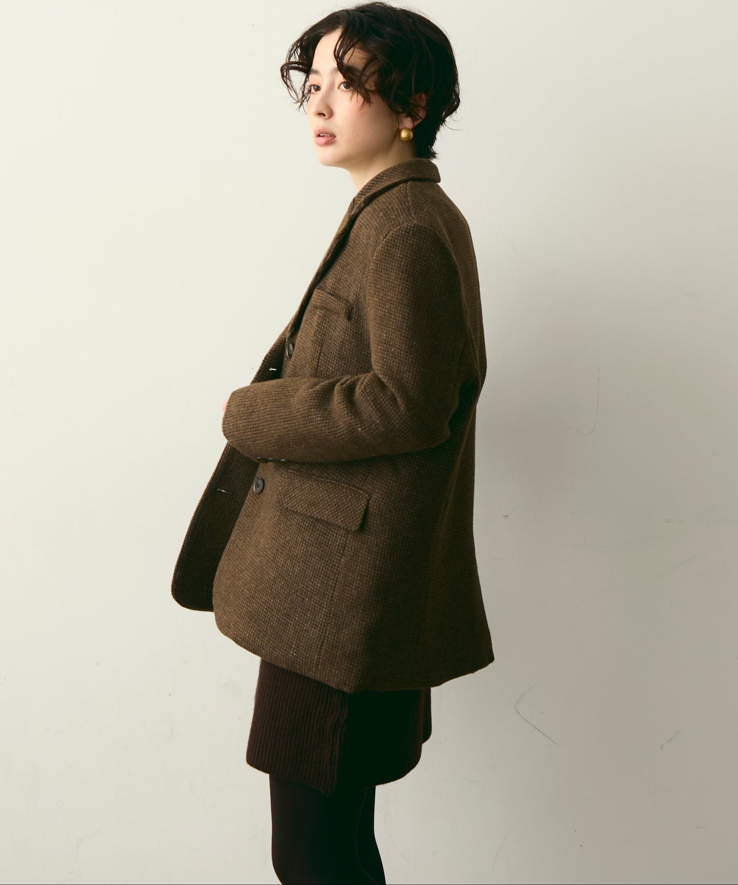 裏キルティングガンクラブチェックテーラージャケット