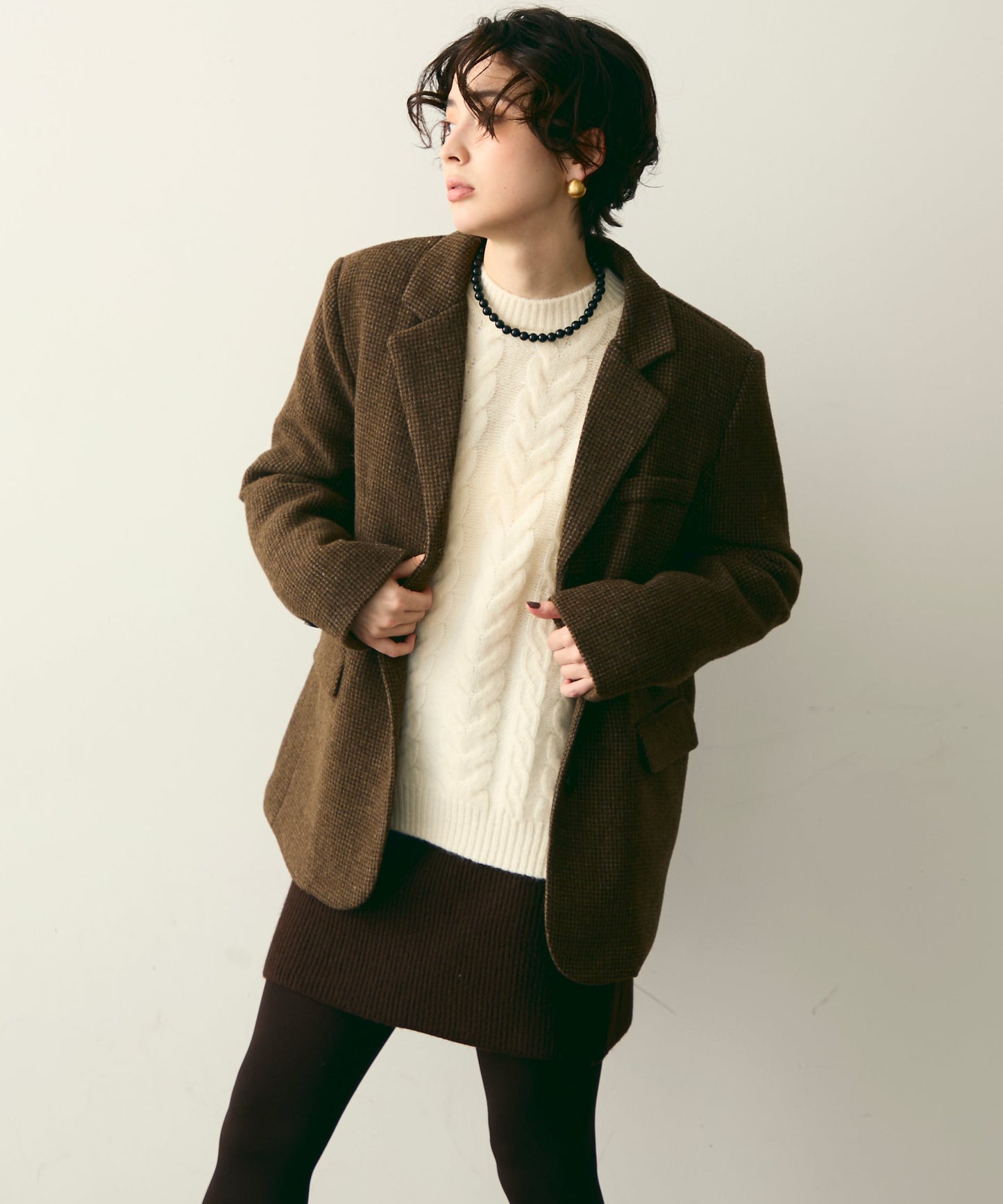 裏キルティングガンクラブチェックテーラージャケット