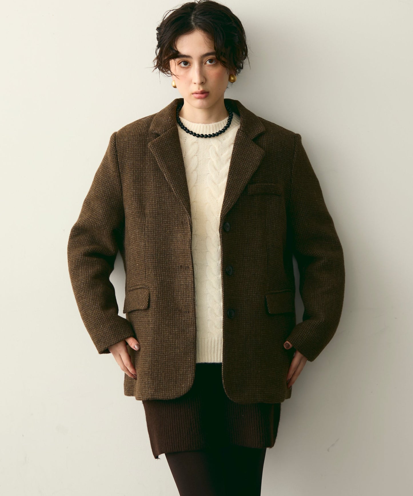 裏キルティングガンクラブチェックテーラージャケット