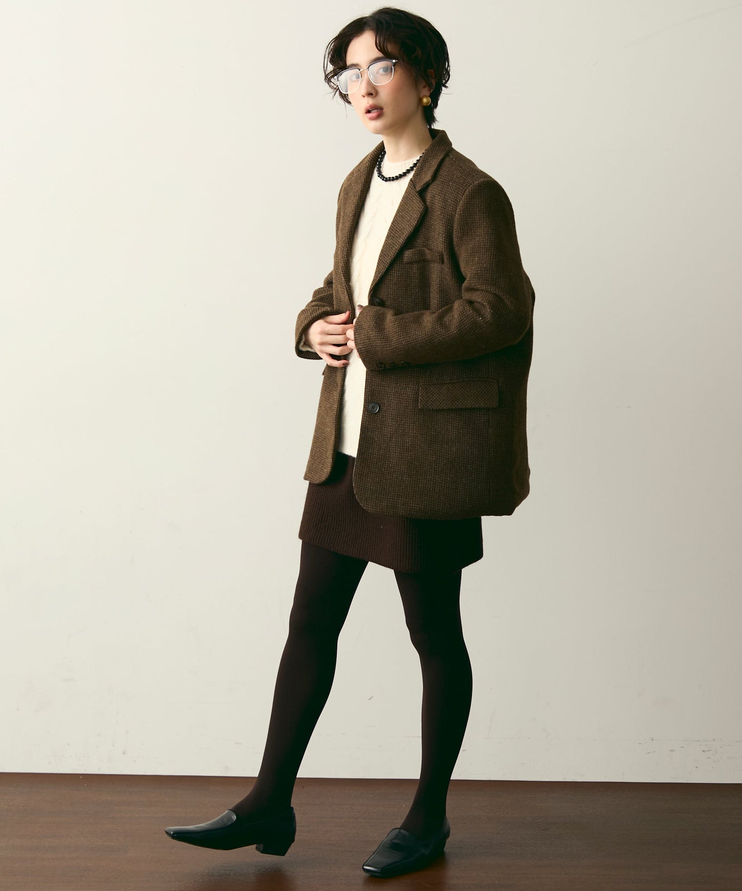 裏キルティングガンクラブチェックテーラージャケット